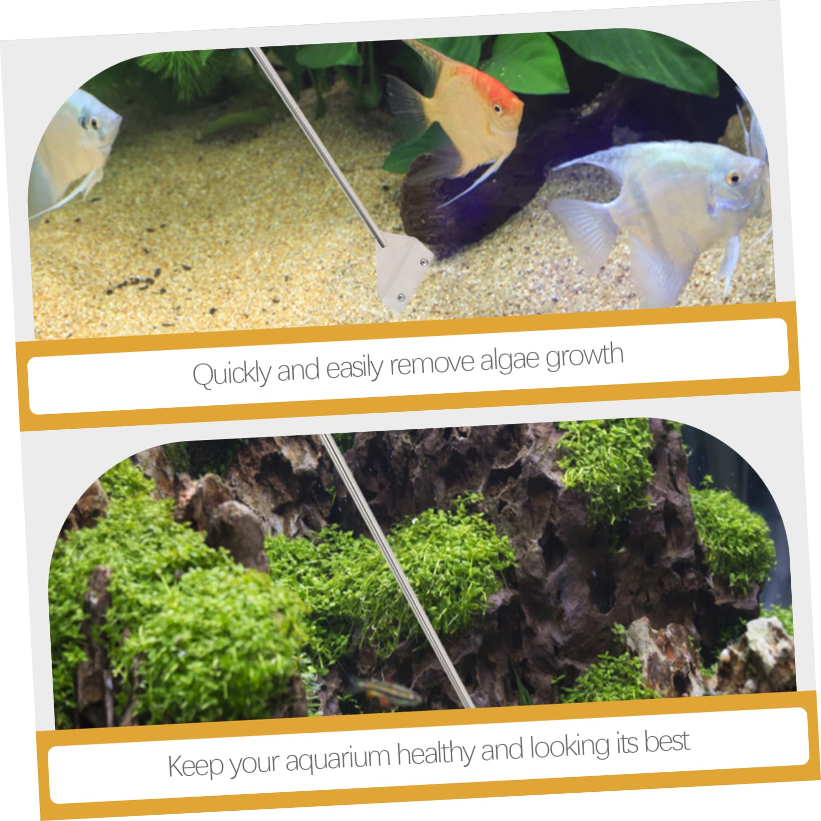 Kit de Limpieza para Peceras de Metal Plata para Acuario | Agua Salada, 1 Juego, Limpieza Acuario, Raspadores de Algas, Limpiador Pecera