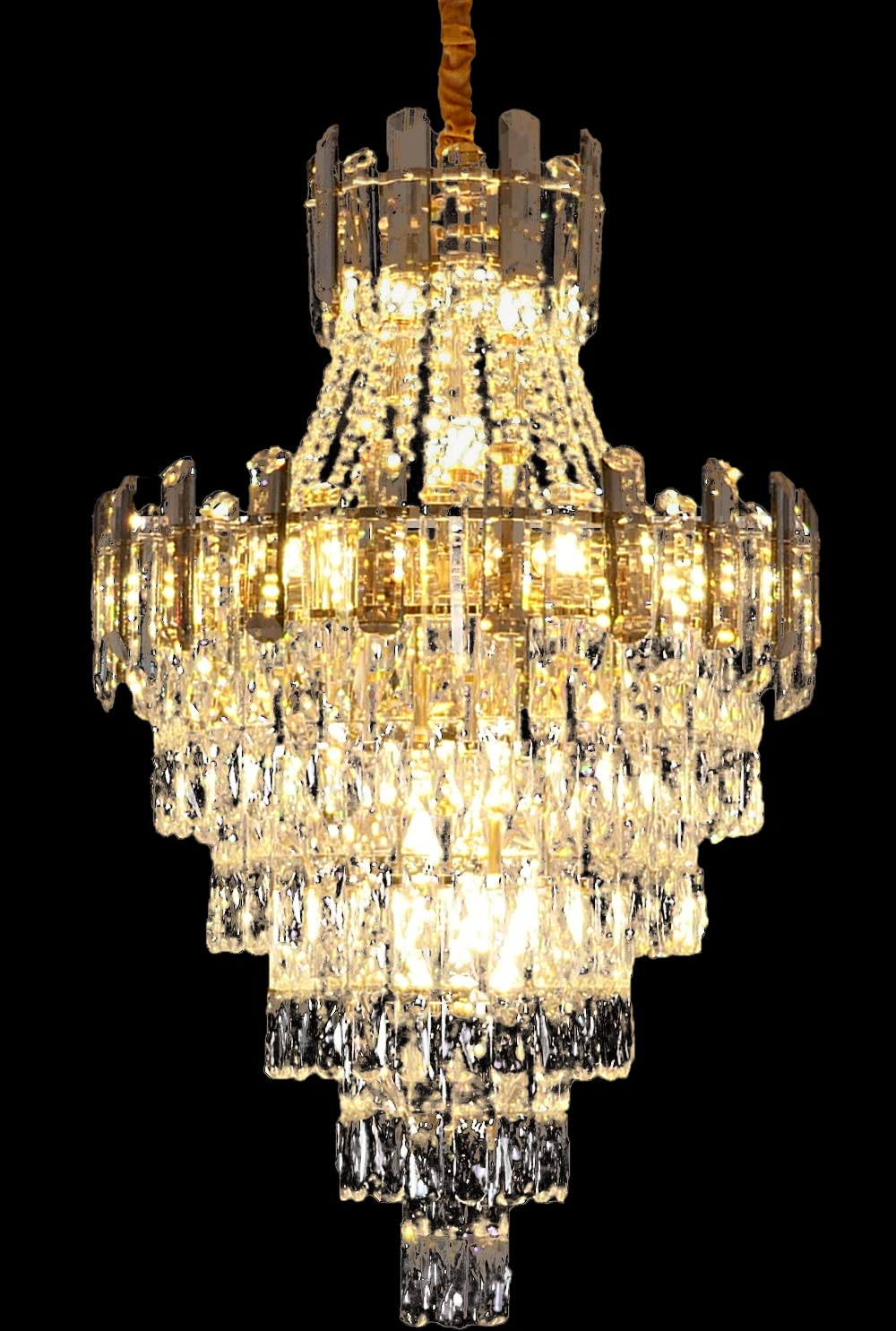 KoKo&Yukina D24 16-Light French Empire Crystal Chandeliers Living Room Crystal Chandeliers High Ceiling Room Chandelier Bedroom Chandelier Lights for Dining Room Foyer Entryway Adjustable Height
