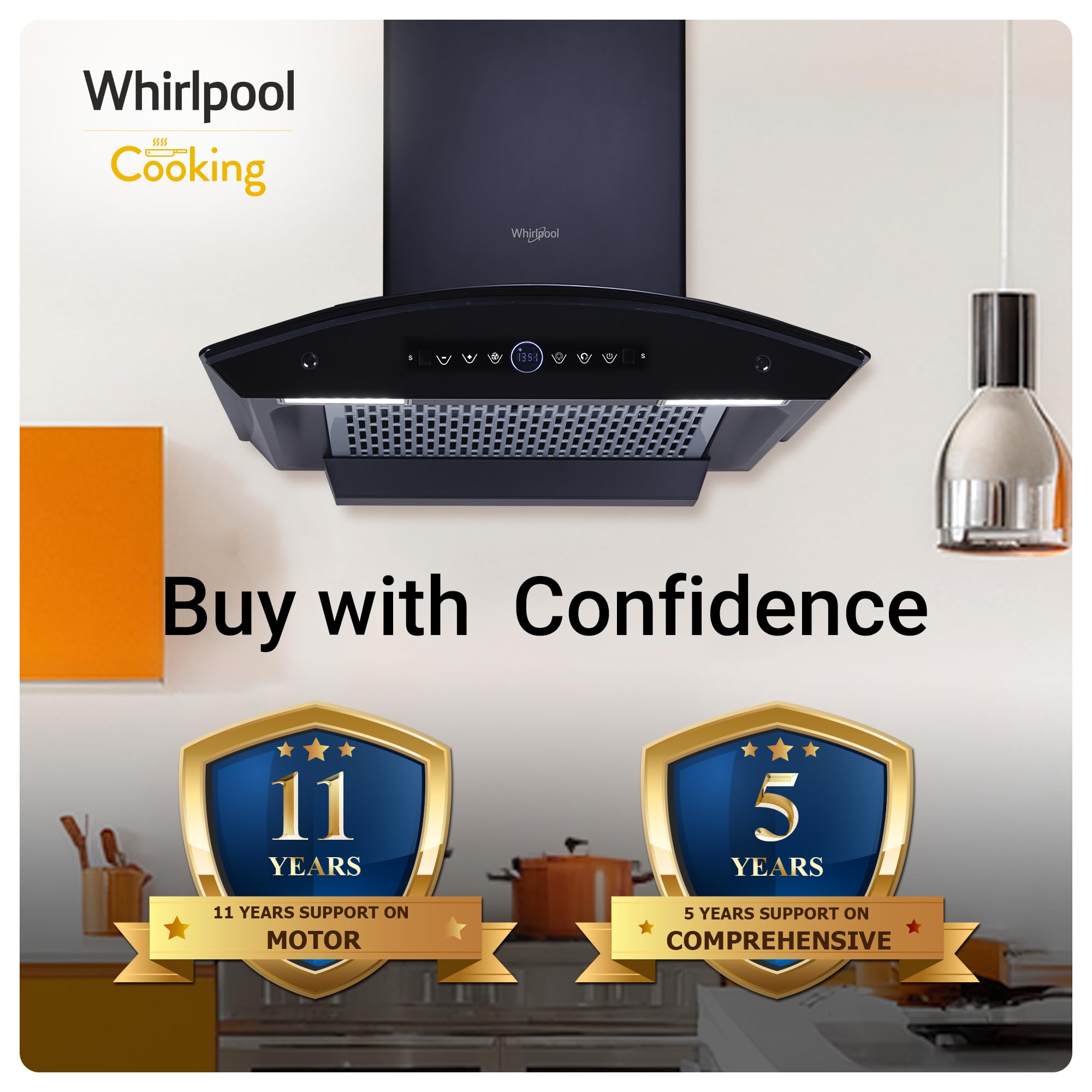 Whirlpool CGFL PRO 600 Kitchen Chimney - Black -6 Whirlpool CGFL PRO 600 Kitchen Chimney - Black -6