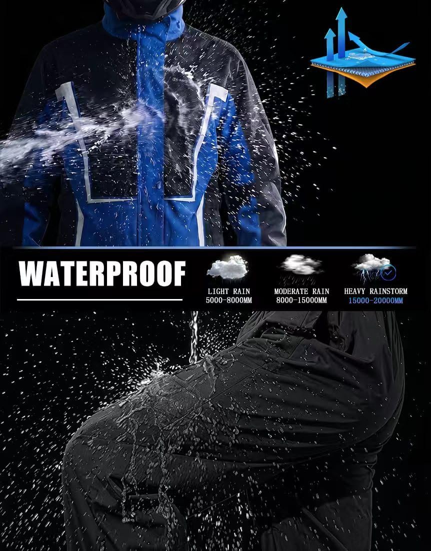 Men's Rain Jacket Waterproof Windbreaker Lightweight Packable Raincoat for Cycling Running Hiking Golf