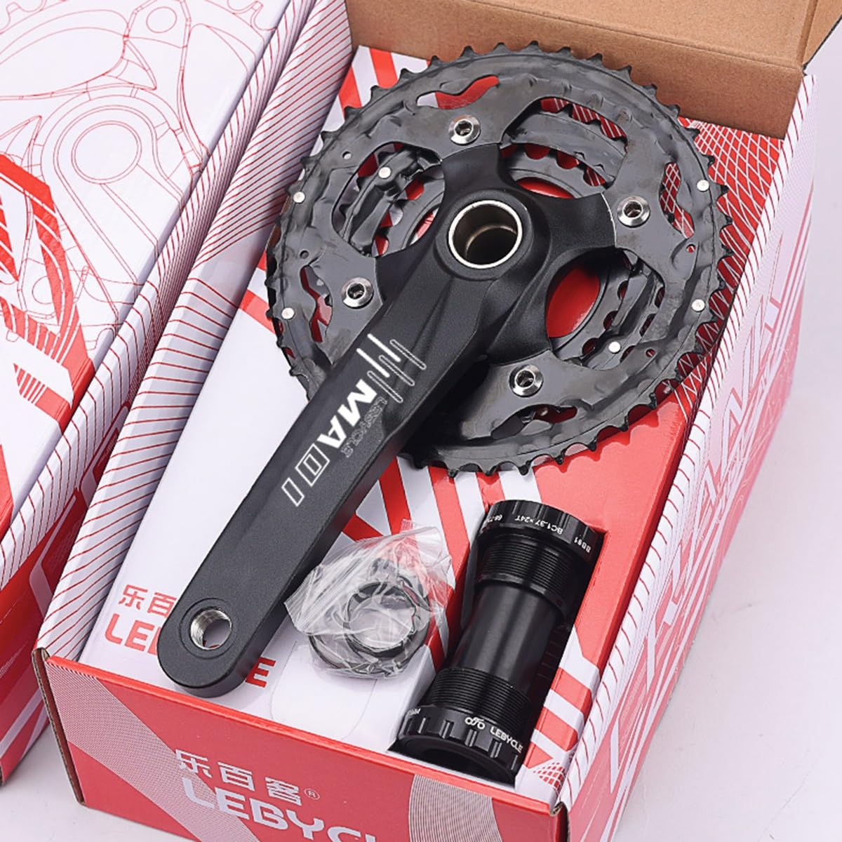 170mm Integrado Hueco Platos Y Bielas Bicicleta Montaña Plato Redondo 24-32-42T Brazo De Biela CNC Aleación De Aluminio Manivela BTT Velocidades con BB