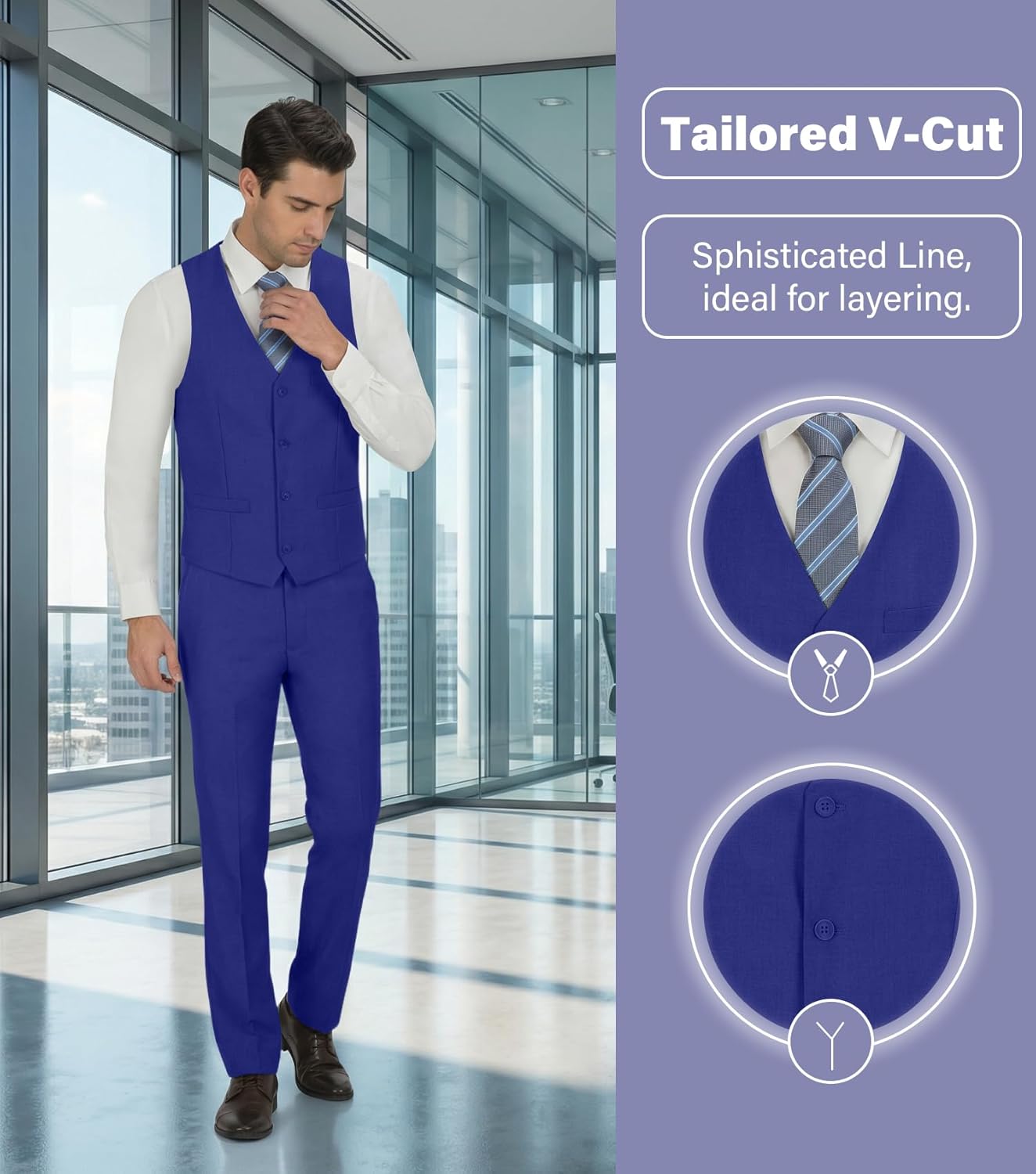 Mens Suits Vest Pants Suit Set for Men Slim Fit 2 Pcs Waistcoat Pant Wedding Groomsmen Formal Dress Outfit Casual Prom Tuxedo