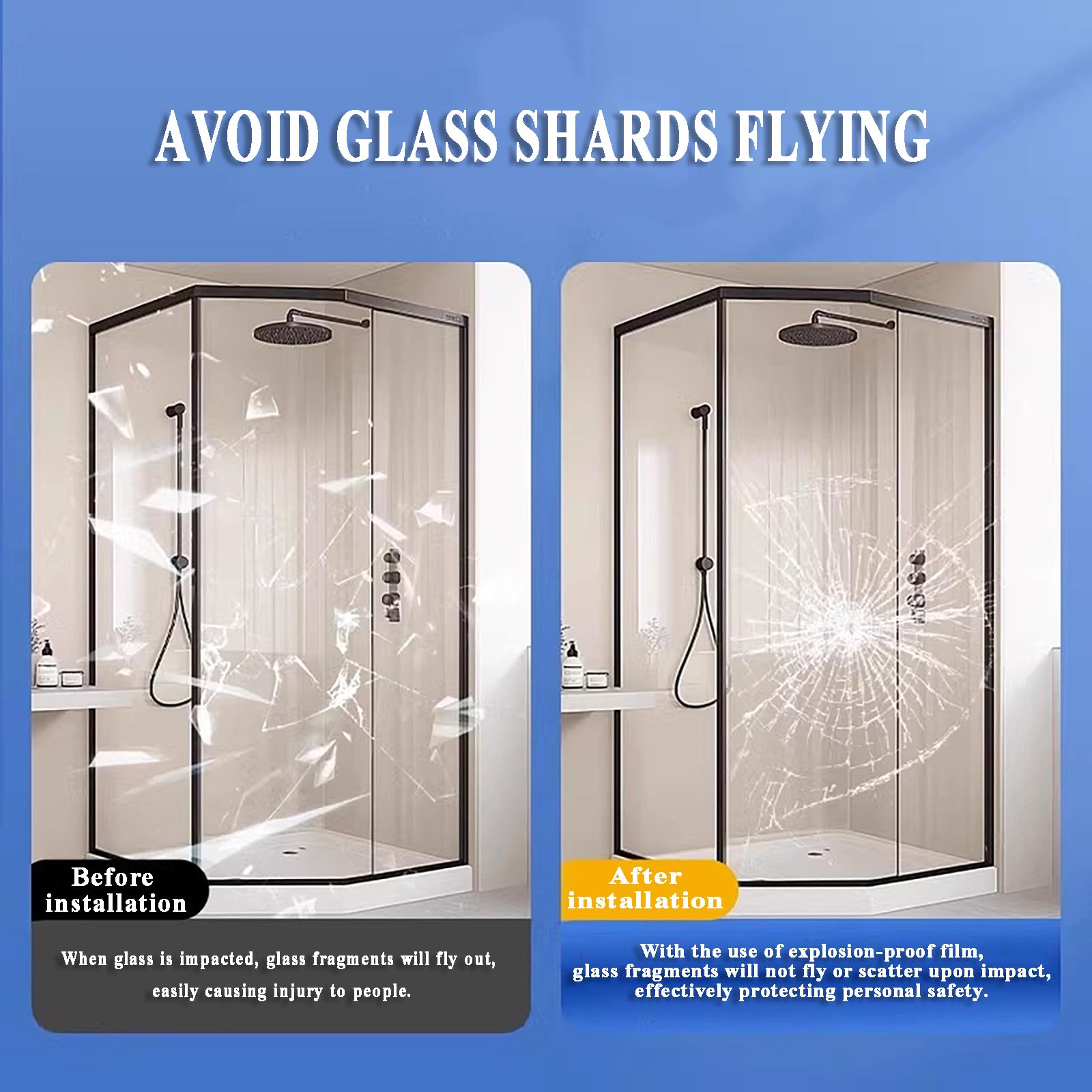 Película de Seguridad Tamaño Extra Grande para Ventanas Anti-Rotura - Film Transparente Adhesivo de Refuerzo para Cristales de Hogar y Oficina(Size:2MIL*1M,Color:Transparent-120CM)