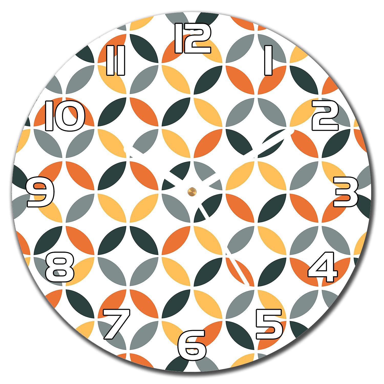 Horloge murale orange lisible en verre de 30 cm pour rompre la monotonie