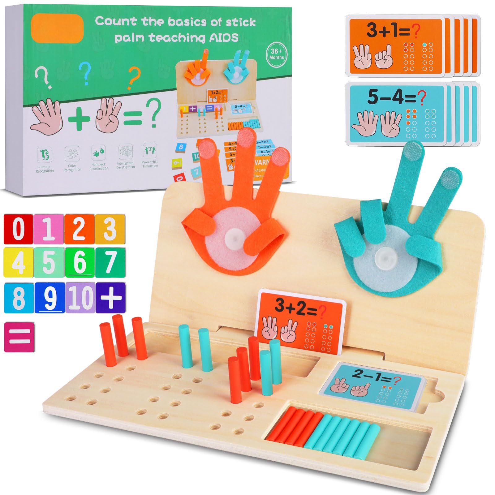 Quanquer Montessori Matemáticas Juguetes con Bloques Numéricos para Niños Niñas de 3 4 5 6 años Juguetes Educativos Tablero de Madera Juegos de Conteo para Niños Regalos