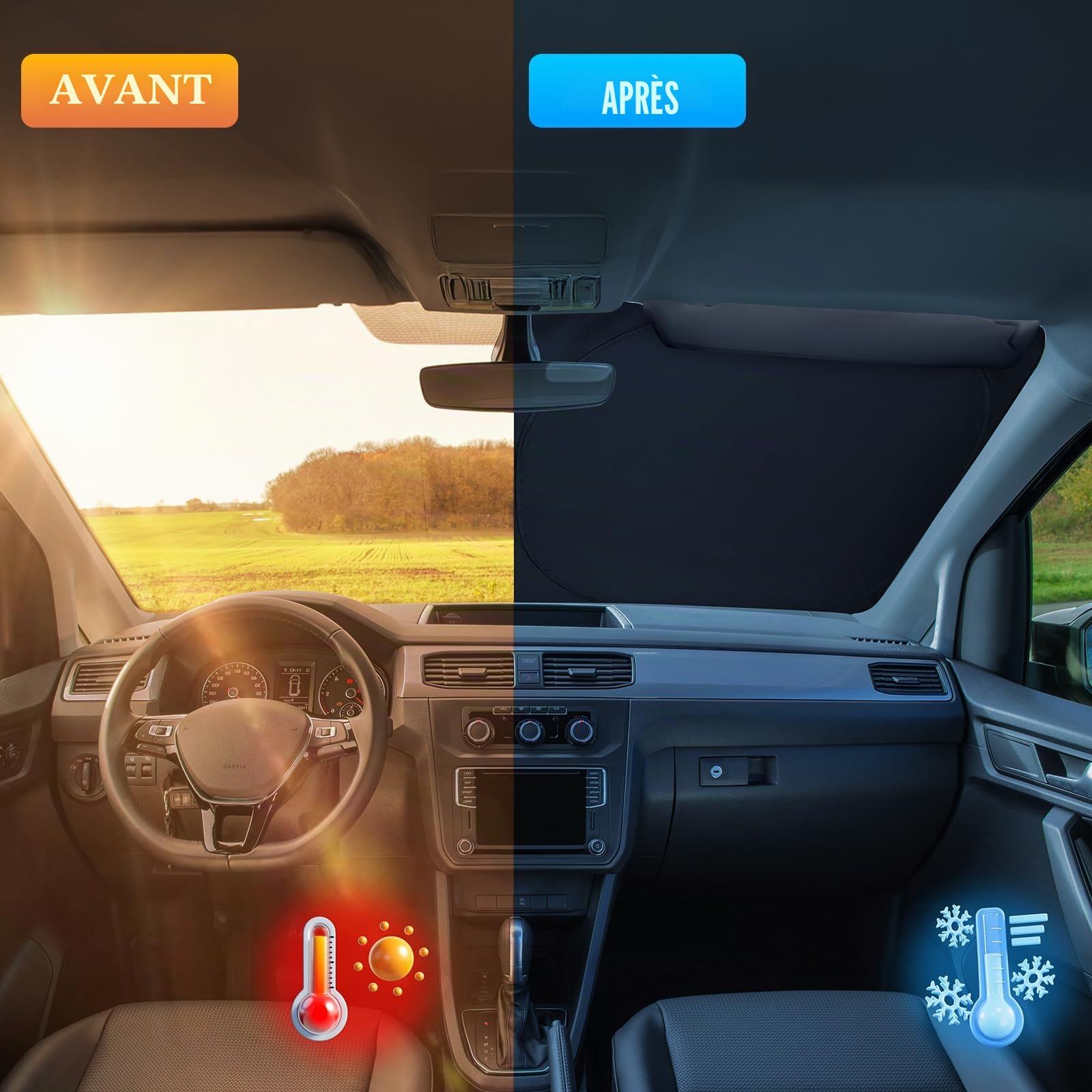 ZATOOTO Pare Soleil Voiture Pare Brise Avant sur Mesure pour VW Polo 2018-2024, Pare Soleil Pare Brise Pliable, Epais et Réfléchissant en Bloque Les Rayons UV et Garde la Voiture Plus Fraîche