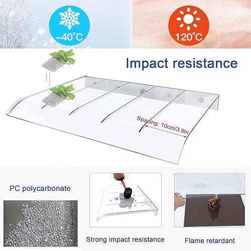 Miniatura 5 de Toldo moderno de policarbonato para puerta delantera, toldo invisible para puerta, puerta delantera al aire libre, toldo para puerta de porche,