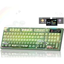 Womier L98 Frog Wireless Mechanical Creamy Keyboard with TFT Screen & Knob | 98% Cute Custom Gaming Keyboard with Number Pad 8000mAh Battery, RGB Backlit Hot Swappable Linear Switches, PBT Keycaps-Green