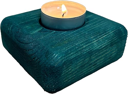 Miniatura 9 de Portavelas de madera para velas de té, 3.5 pulgadas, decoración del hogar de mesa (vela no incluida) (1, rojo, cónico moderno) Rojo,Gris barril