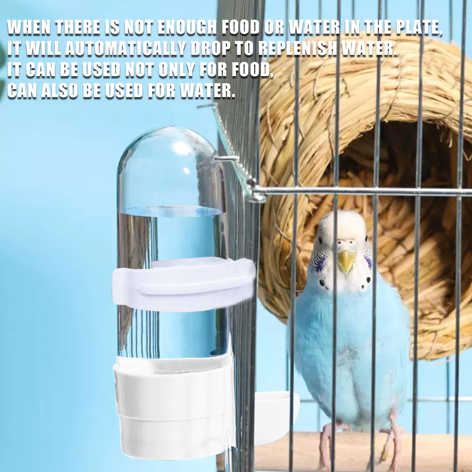 Dosatore d'acqua per uccelli, 2 bottiglie automatiche da 90 ml, per gabbia, pappagalli, in plastica, per pappagalli, accessori per pappagalli, per pappagalli, ecc