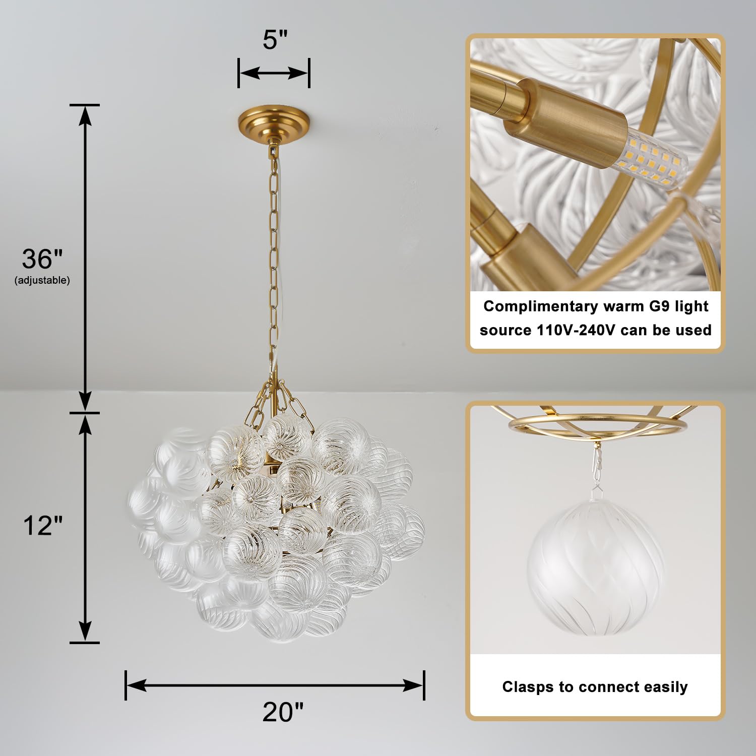 Chandelier, Gold Bubble Chandelier, 20 Inch Bubble