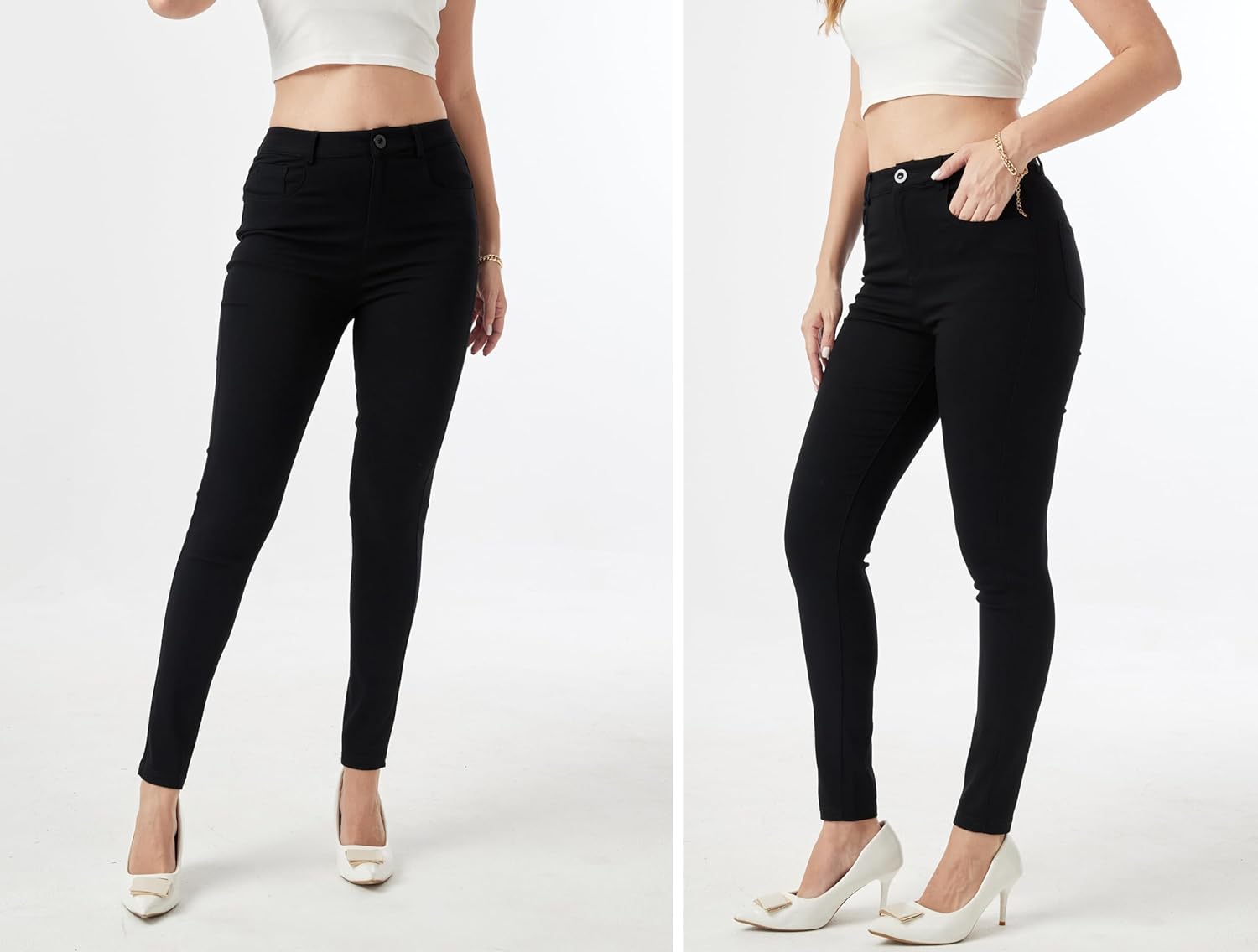 heipeiwa Women's Dress Pants Comfort Stretch Slim Fit Leg Skinny Pants with Pockets Work Business Casual Trouser - Image 4