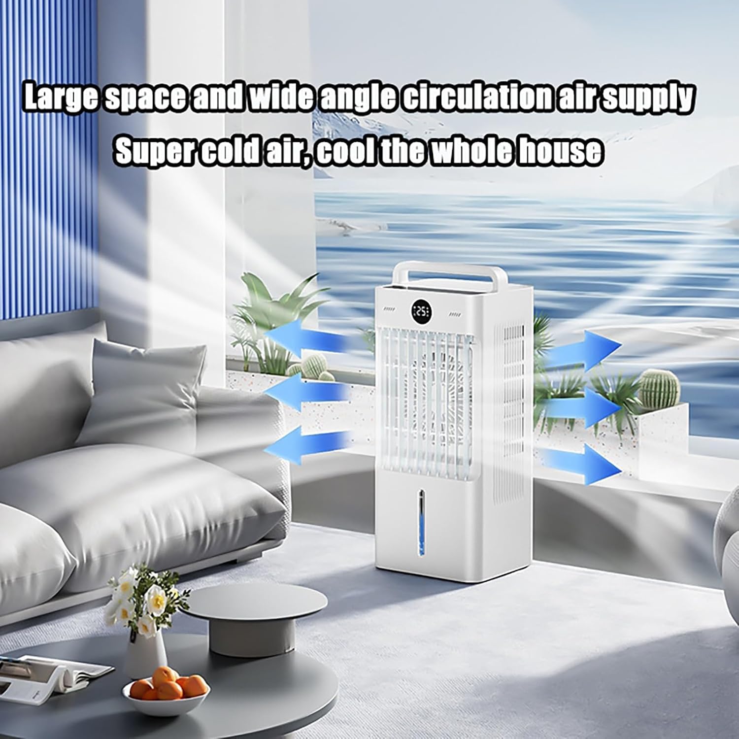 Unidad de aire acondicionado portátil 8100, baja energía con kit de instalación, temporizador, pantalla digital, ventilador de refrigeración 4 en 1 para el hogar, oficina, habitación