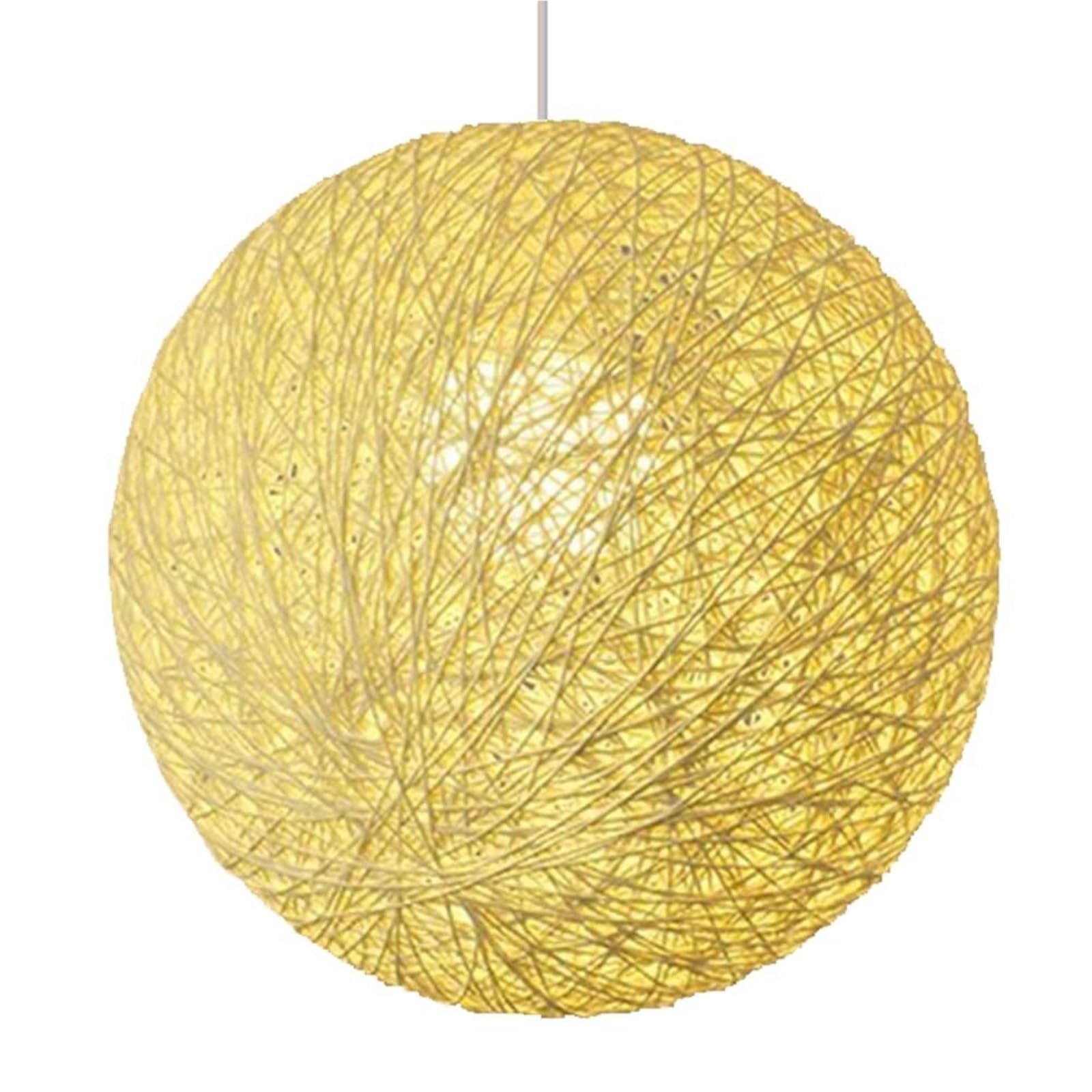 KHUKHU Hemp Thread Circular Light Fixture Modern Hand-Woven Light Fixtures American Style Countryside Bamboo Woven Chandelier for Kitchen Dining Room Bedroom(Beige,35cm)