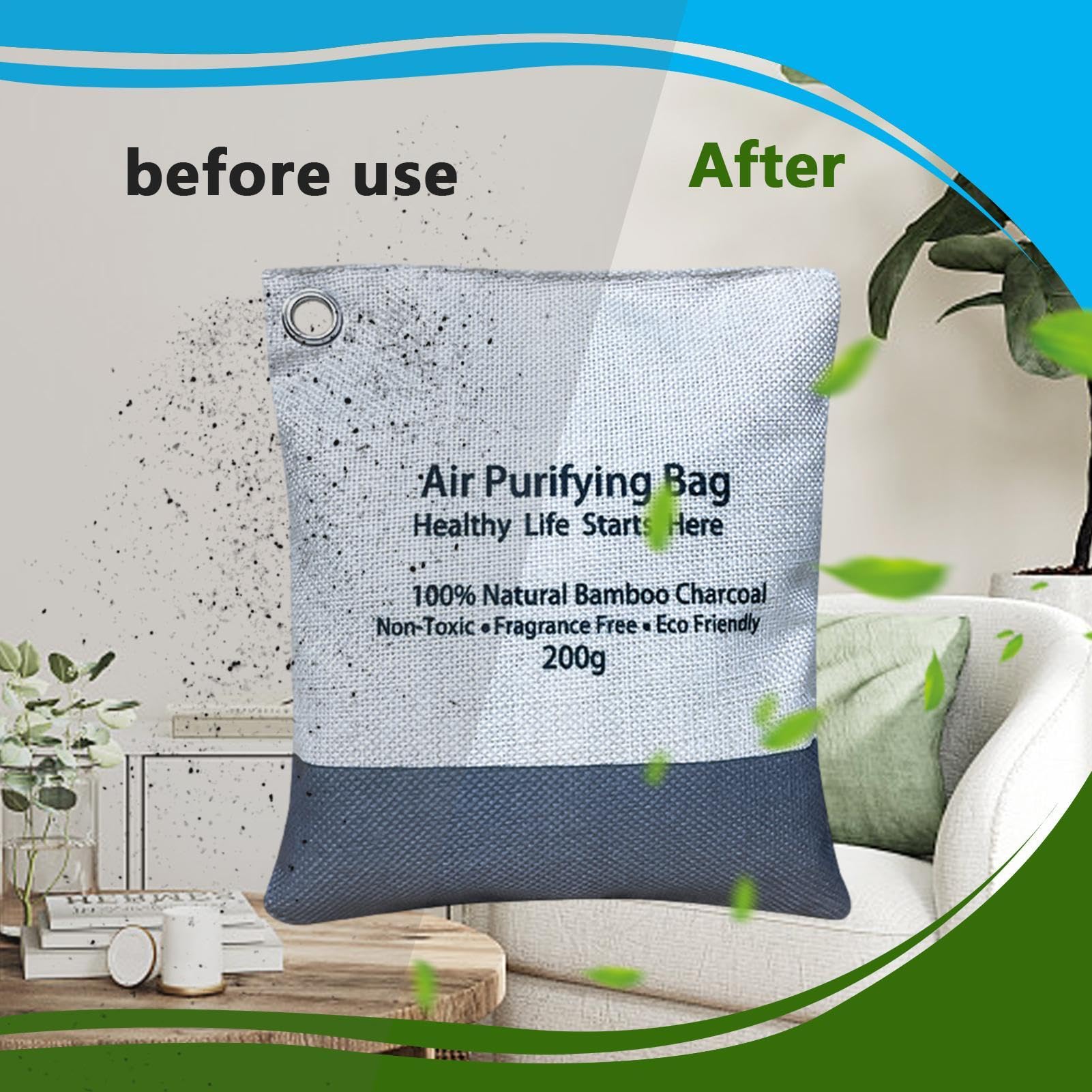 Genérico Charcoal Odor Eliminator, Natural Carbon Bags, Scent Absorber, Home Vehicle Breeze Purifiers, Air Freshener Supplies, (5.71x1.18x6.69 Inches), Ideal For Deodorizer, Study Room, Closet