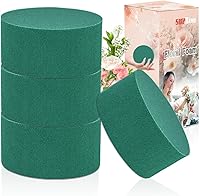 SupKing 4Pcs 3.15" Round Floral Foam Blocks - Green Wet Dry Flower Foam for Artificial & Fresh Arrangements