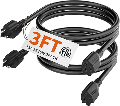 HUANCHAIN Cable de extensión interior 16AWG Negro 3-2pcFT...