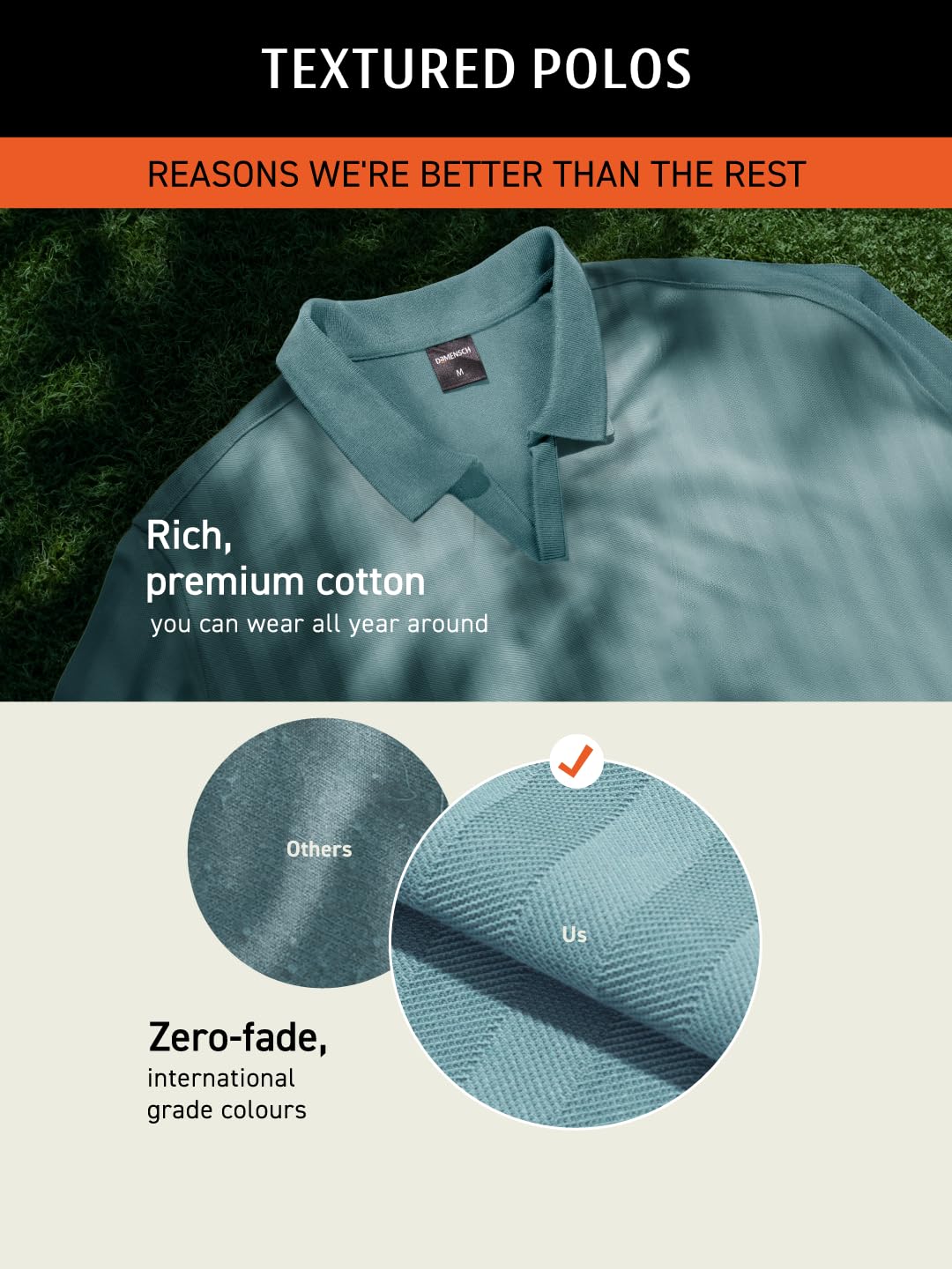 DAMENSCH Camiseta polo de piqué para hombre, textura llamativa, refrescante todo grado, algodón de primera calidad, textura de espiga, cuello Johnny
