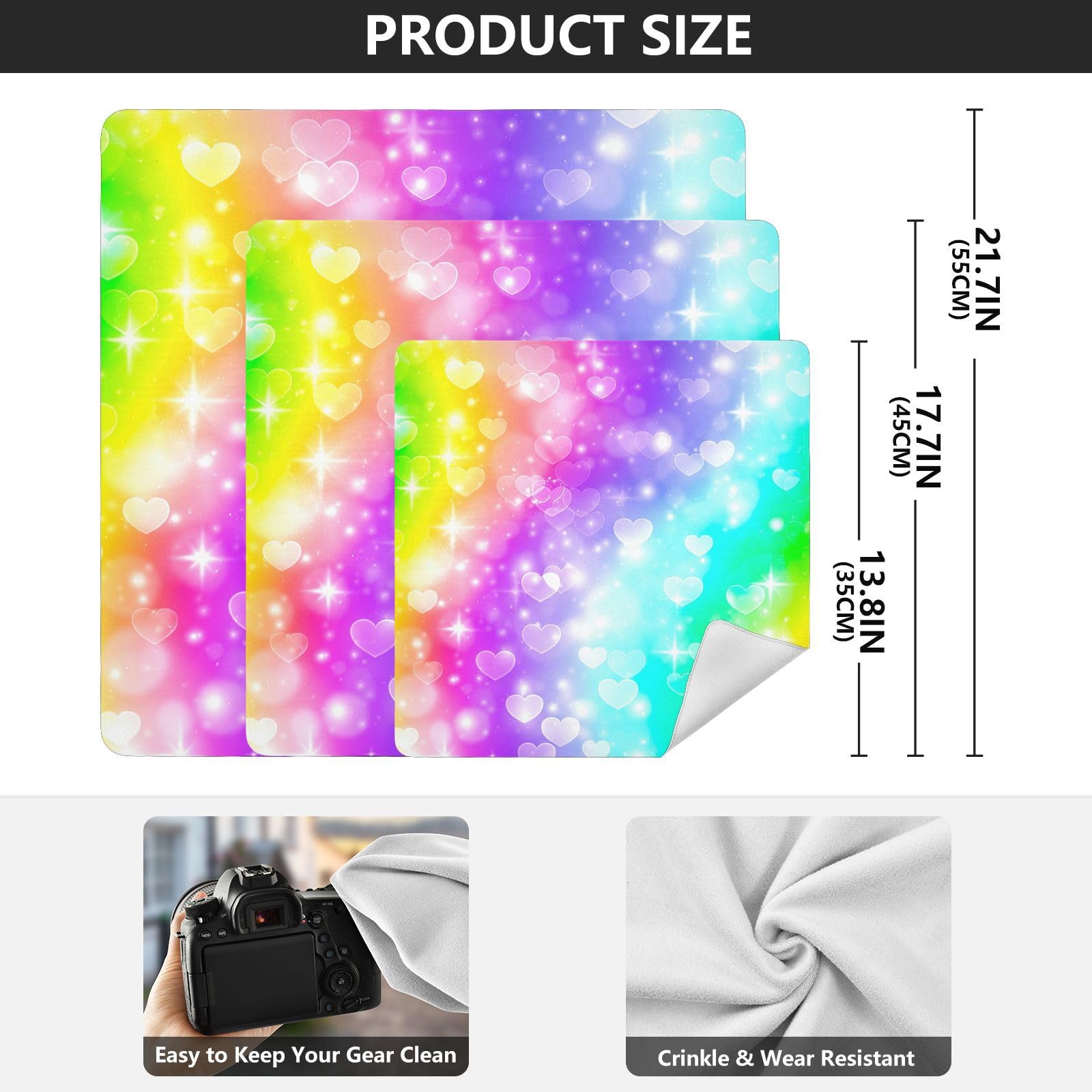 ODAWA Folding Magic Bag 17.7 In, Vibrant Rainbow Gradient Makeup Wrap Cloth Bag, Easy-Storage Magic Cloths for Camera