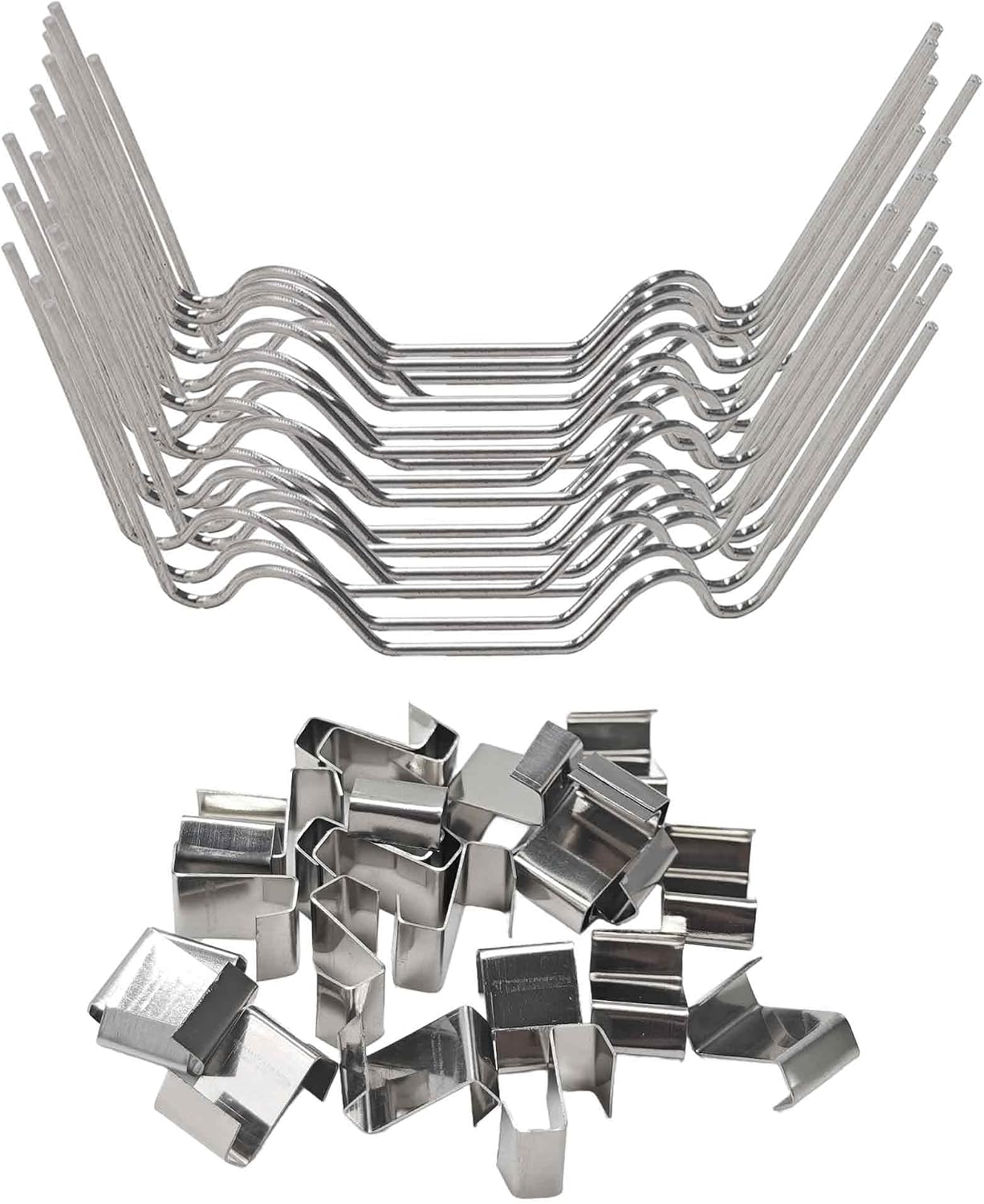 50PCS Stainless Steel Greenhouse Glazing Clips, W and Z Type Wire Fixing Clips for Glass Panel Reinforcement Garden Repair Accessories
