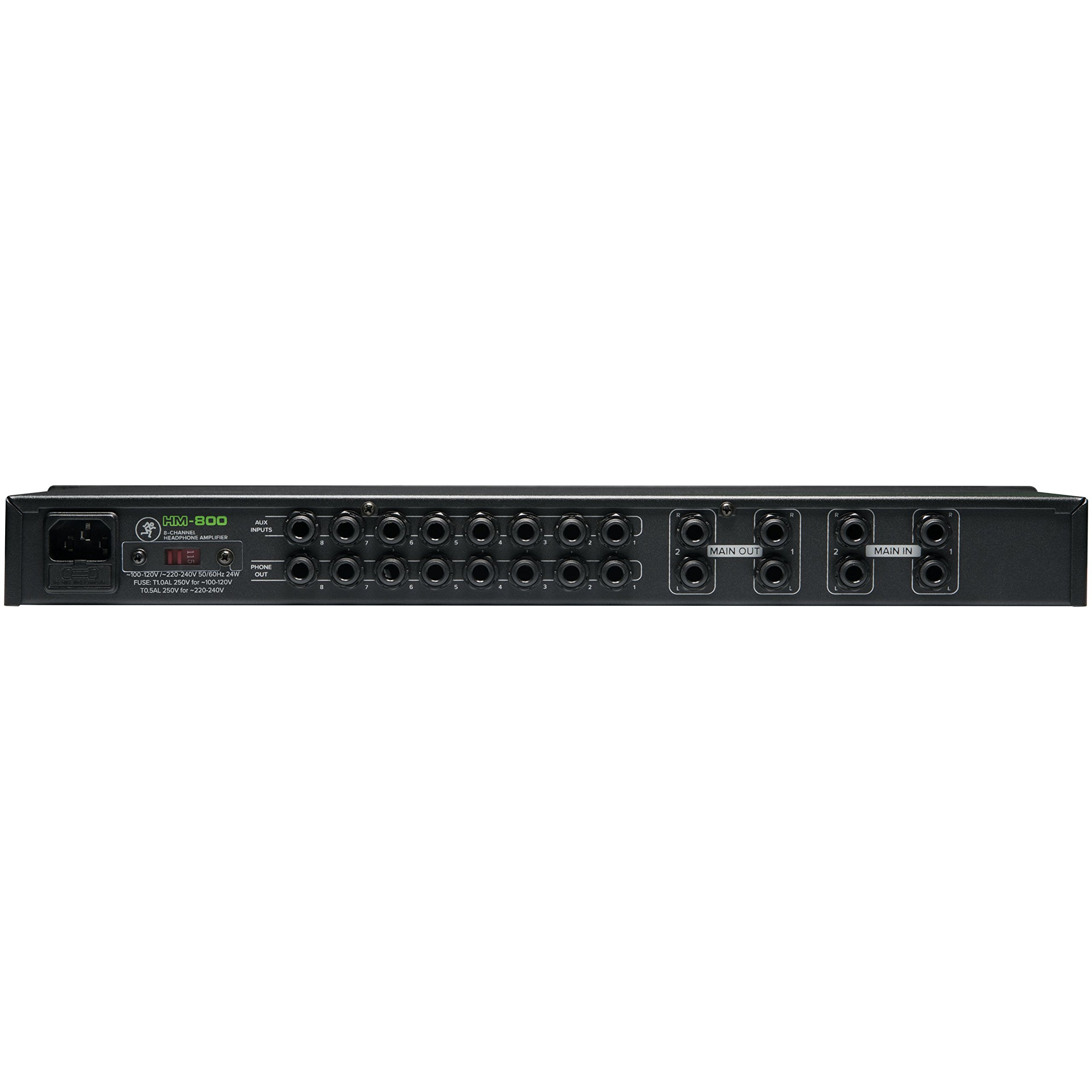 MACKIE Hm-800 Amplificatore per Cuffie a 8 Canali con 2 Ingressi Stereo, 2 Uscite Cuffie per Canale 16 in Totale e Ingresso Aux per Canale