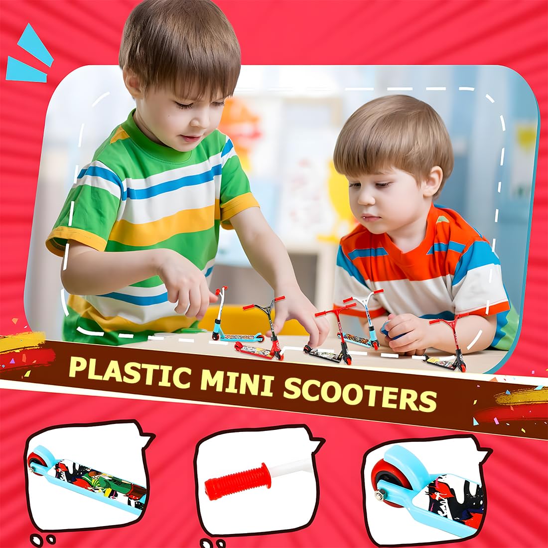 4 pezzi Mini monopattino, mini skateboard, skateboard da dito, per bambini, bomboniere, riempitivi per fotografie
