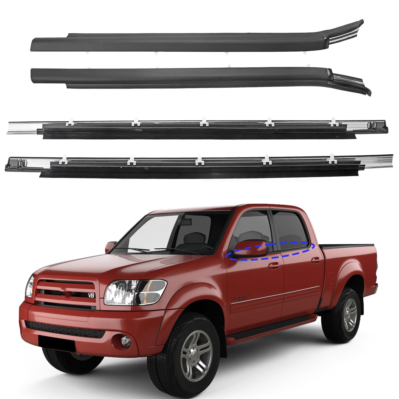 Photo 1 of (4PCS) Front Rear Glass Seal Strip, Window Molding Kit, 75710-0C010
