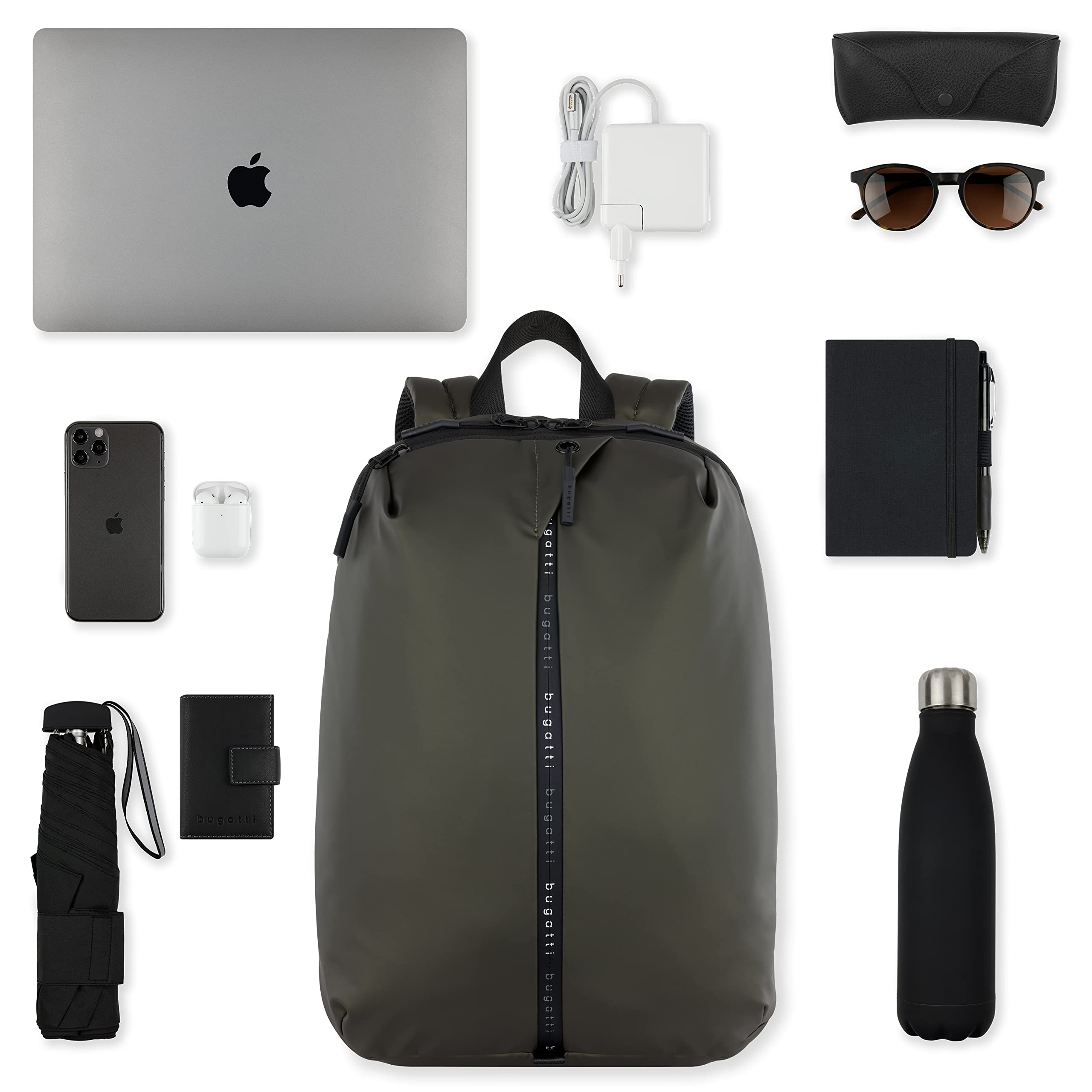 bugatti Blanc Zaino Porta PC 15 Pollici, Grande - Oliva