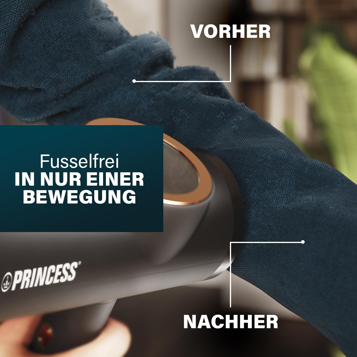 Princess faltbarer Dampfglätter für Textilien – 2-in-1 Dampfbügel mit Fusselentferner – tötet 99% aller Bakterien – in 30 Sekunden aufheizbar – leicht – 1300 W – 332890