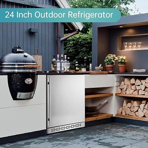 Miniatura 2 de Advanics Refrigerador y enfriador de bebidas integrado de acero inoxidable de 24 pulgadas para interiores y exteriores, 5.8 pies cúbicos para