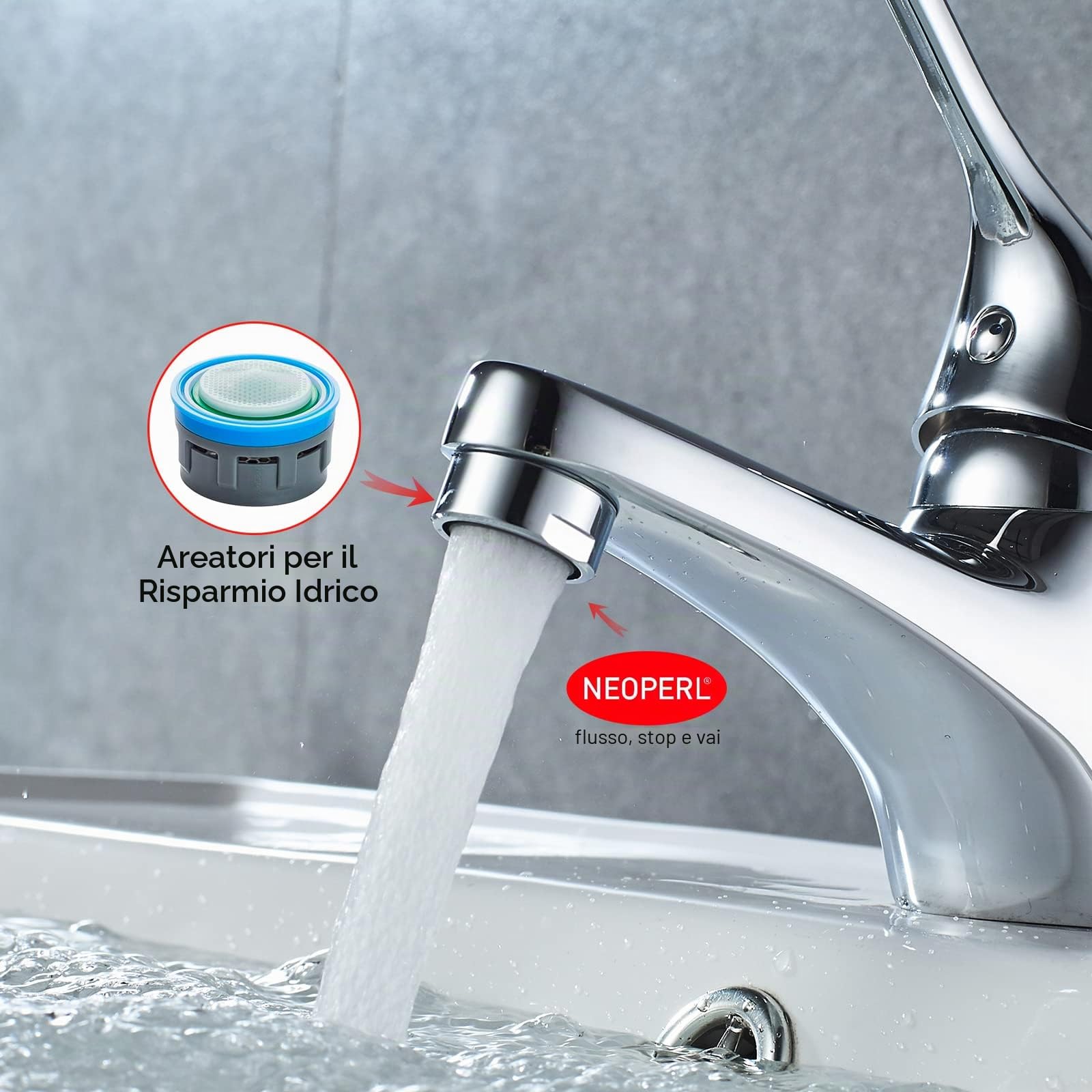 Ibergrif M11053-Bari, Rubinetto per Lavabo con Maniglia Medica, Miscelatore per Bagno, Cromo