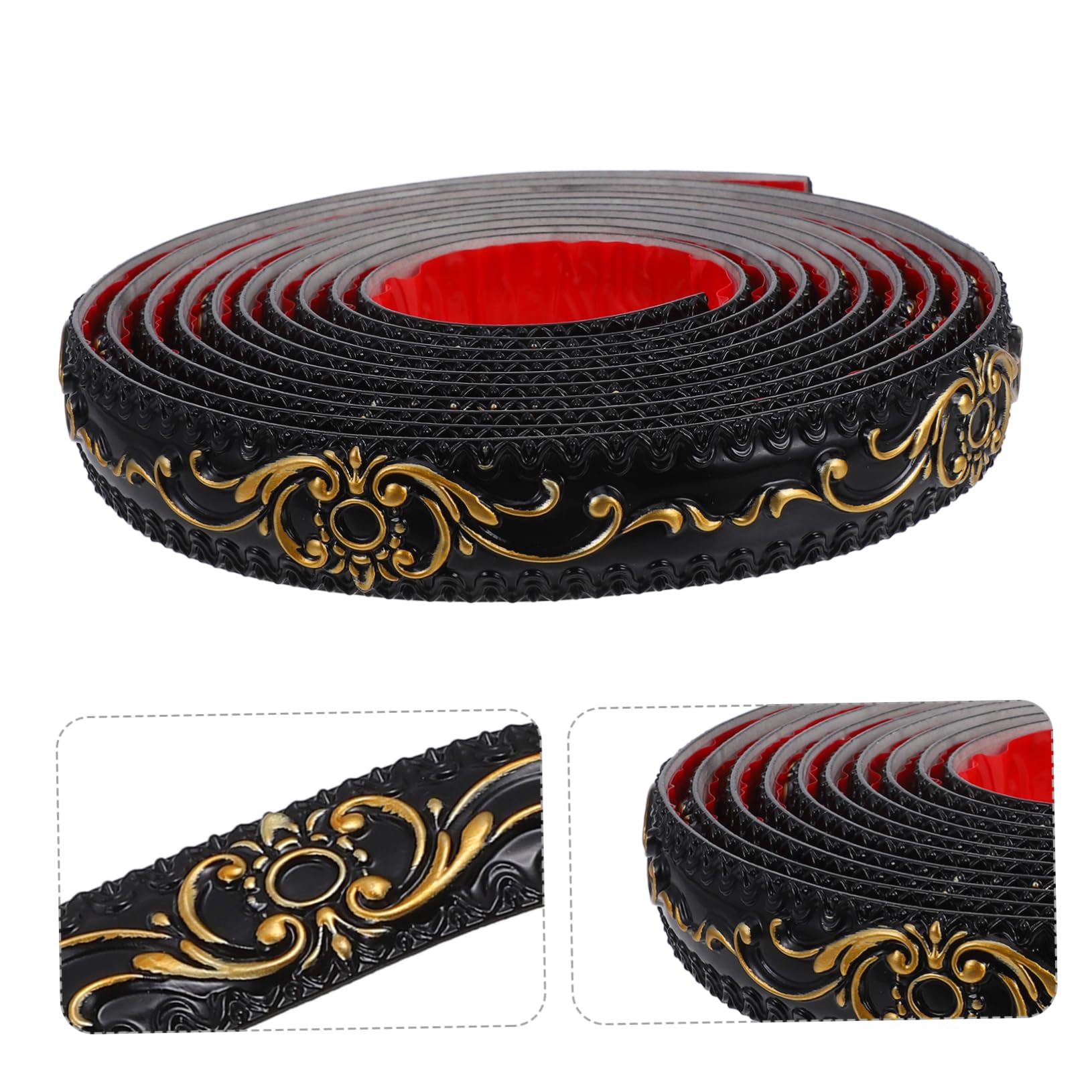 Moldura de Esquina de Pared Adhesiva Pvc Negro, Estilo Realista