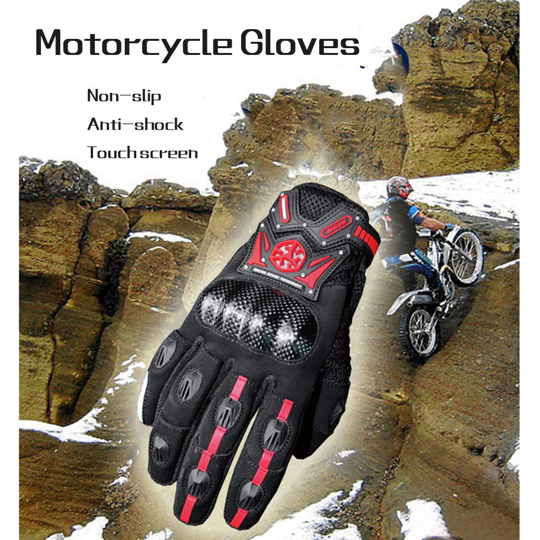 MTR Rękawice motocyklowe z włókna węglowego, profesjonalne rękawice na zawody z pełnymi palcami, z ekranem dotykowym wrażliwym na dotyk, niebieskie, XXL