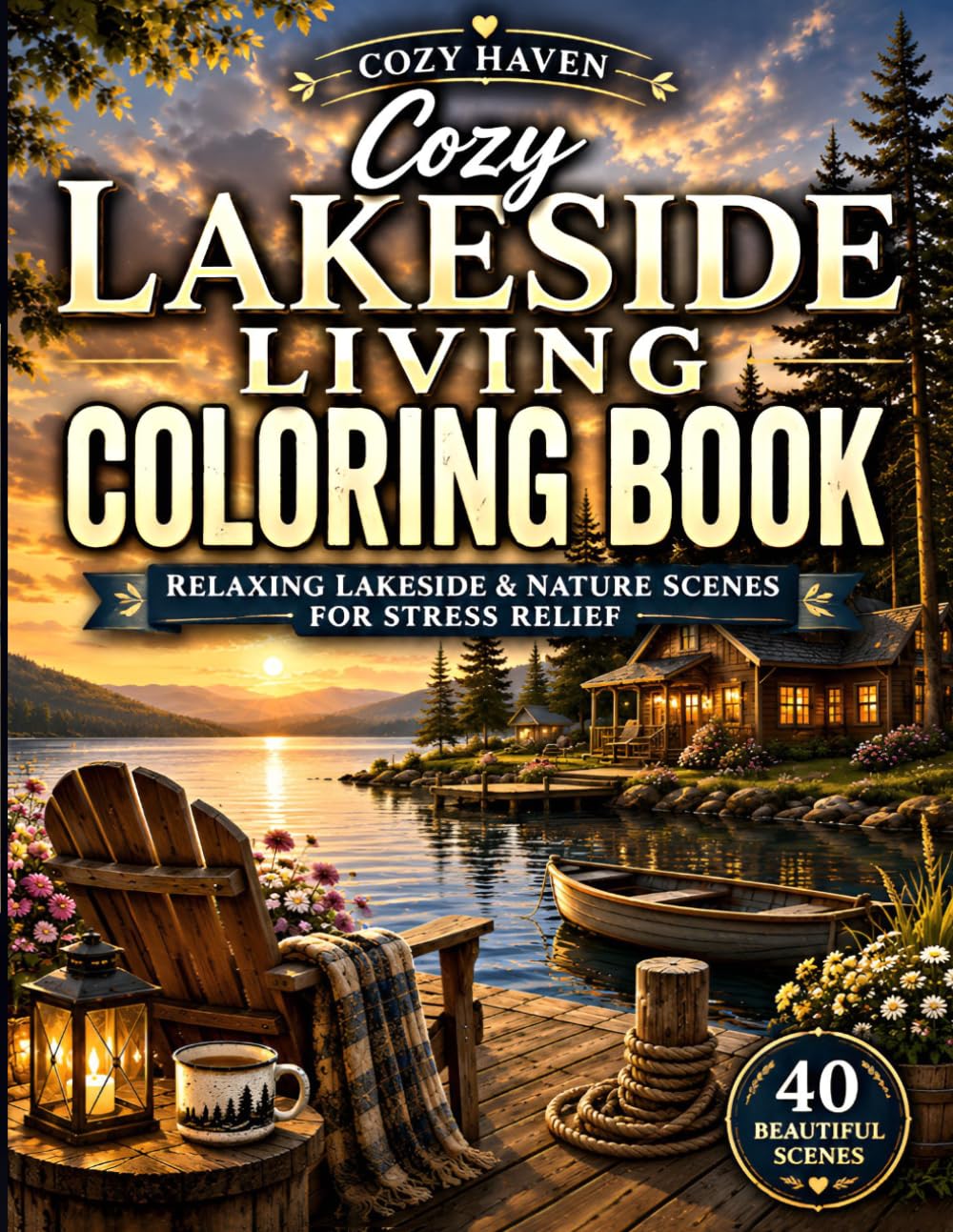 Cozy Lakeside Living: Relaxing Lakeside & Nature Scenes for Stress Relief (Cozy Haven Press Coloring Books)