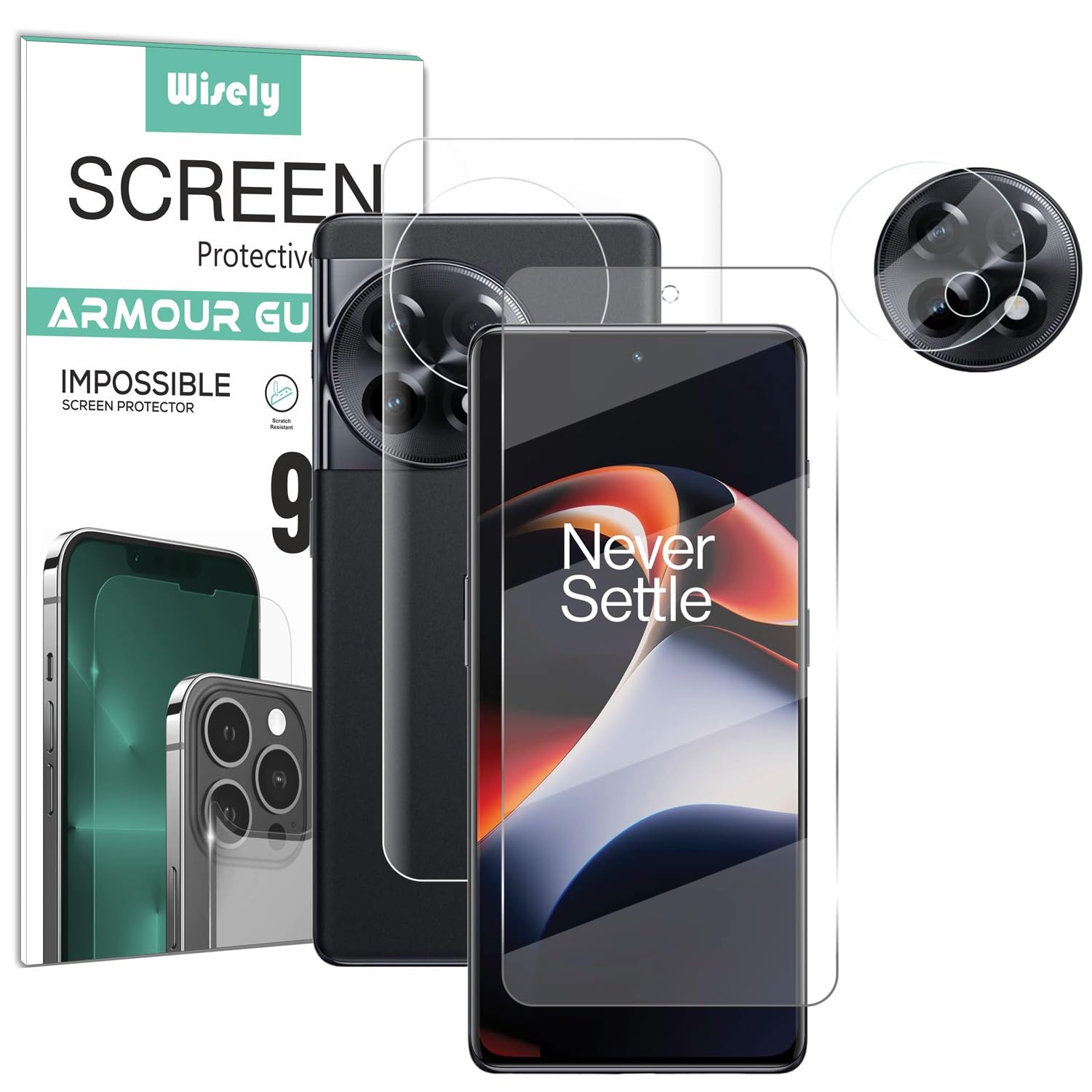 Wisely Combo 3in1 Camera Lens Nano Glass + Anti Scratch Front & Back Guard Screen Protector for OnePlus 11R 5G - |Front&Back + Camera Guard| (B0DHVNWRH7) Amazon Price History, Amazon Price Tracker