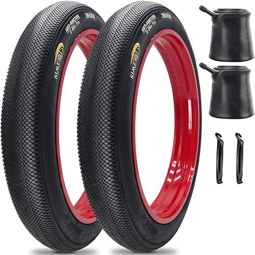 SIMEIQI Paquete de 2 neumáticos de bicicleta eléctrica de 20 pulgadas26 x 4.0 pulgadas, neumáticos de bicicleta eléctrica y tubos interiores,