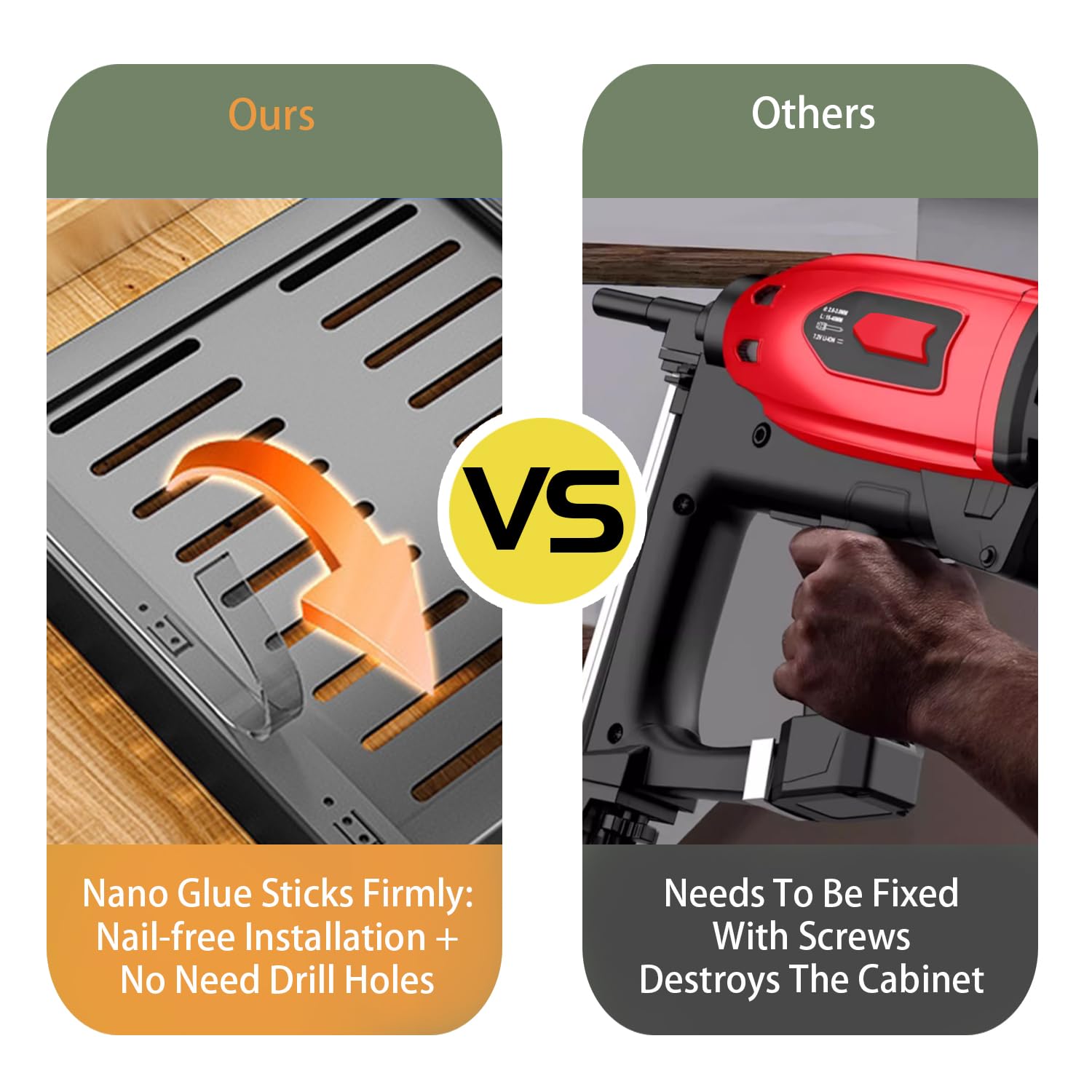 Organizador de gabinete extraíble, acero al carbono fijo con nano película adhesiva, organización de cocina y comedor, utilizado para ollas, sartenes, especias, etc. 15.7 in x 20.9 in x 3.7 3