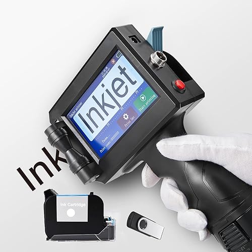 Impresora portátil ZFM6 de 0.500 in0.5 pulgadas con pantalla táctil LED HD de 4.3 pulgadas, uso para código de barras QR, fecha, logotipo, impresión