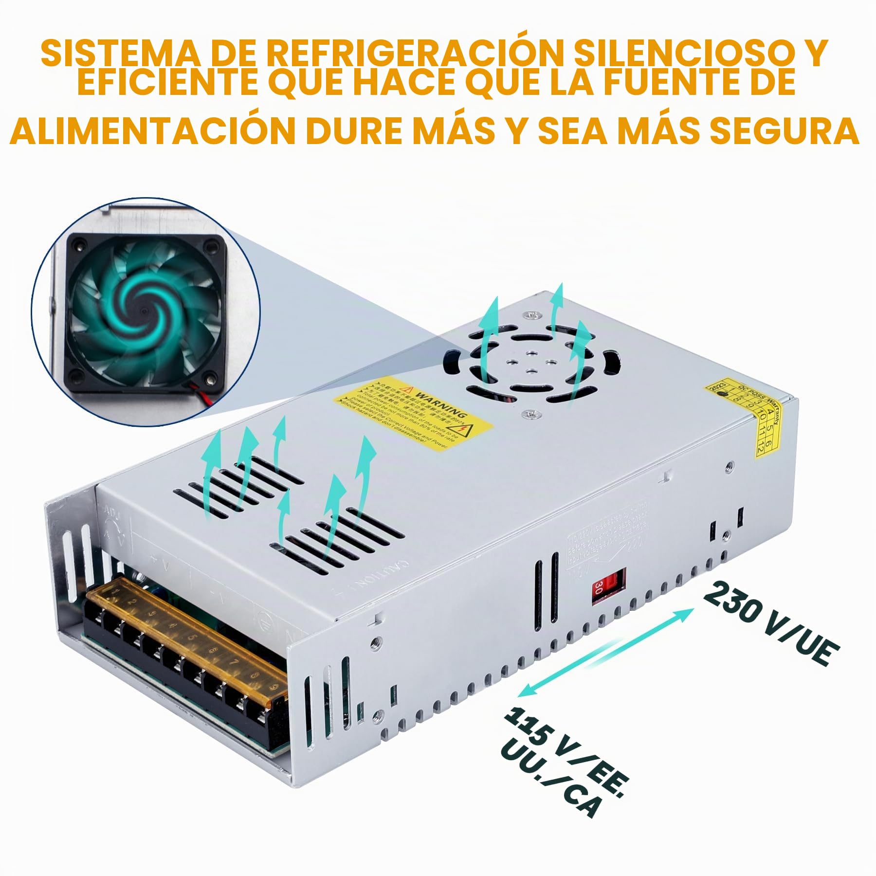 DC 12V 50A 600W LED Fuente de alimentación de conducción Fuente de alimentación conmutada Fuente de alimentación industrial Equipo de monitor Transformador de motor 110/220V CA a CC 12V 600 vatios