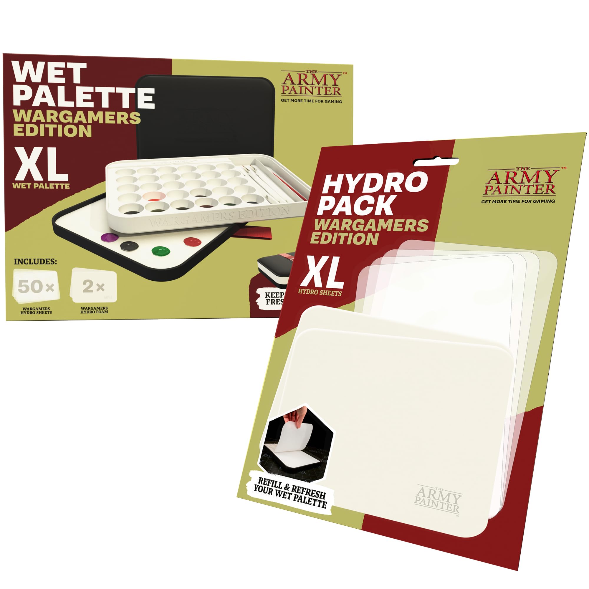 The Army Painter White Black Xl Size With Refill Wargamers Edition Wet Palette Xl Bundle, Incl. 100 Hydro Sheets, 4 Hydro Foams & Brush Storage - Wet Palette For Miniatures Acrylic Paint, Dnd & Warhammer