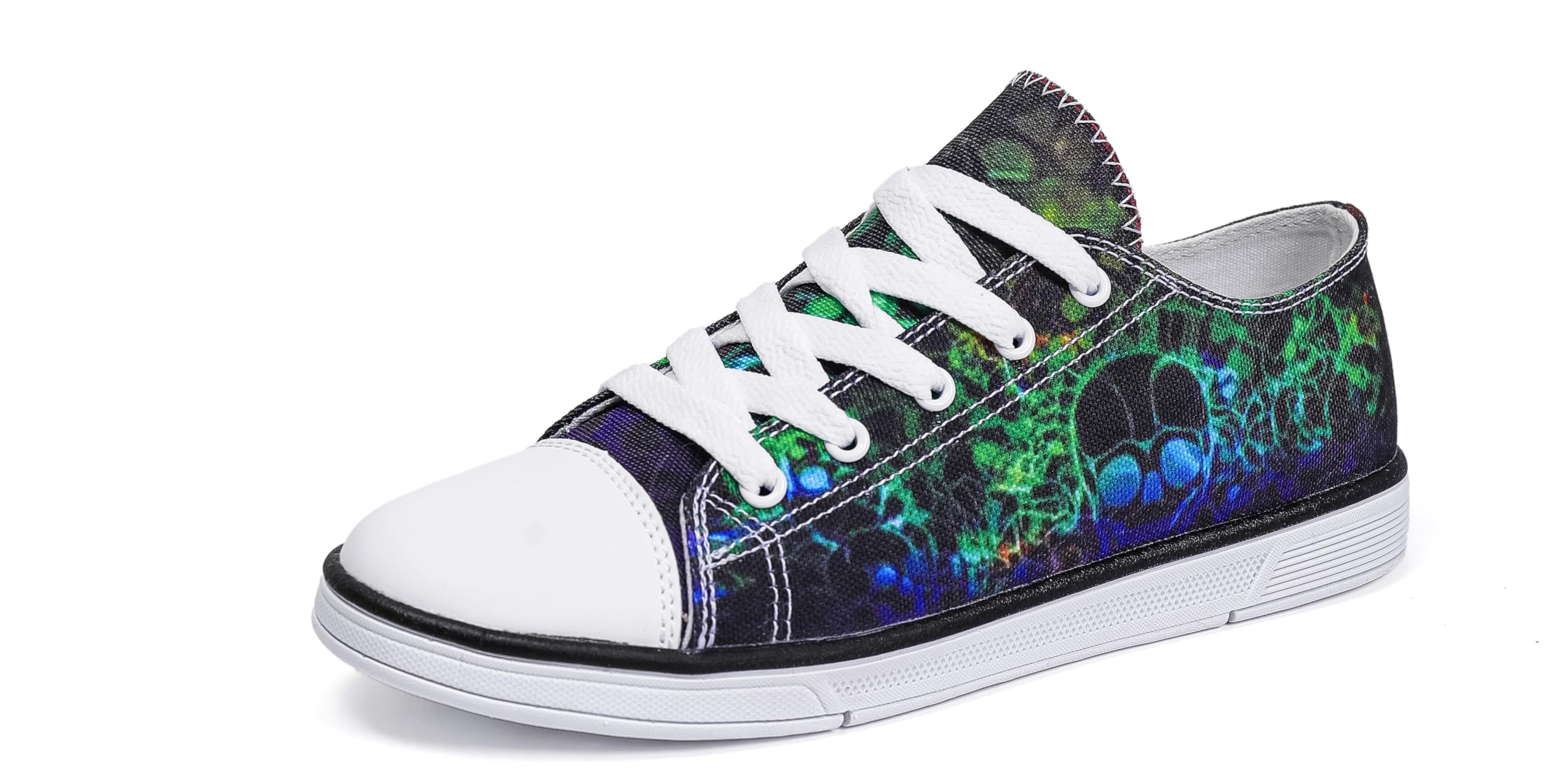 FIRST DANCE Women Skull Shoes Printed Cool Paisley Print Fashion Sneakers for Teen Men Boys Girls Student Canvas Shoes for Ladies