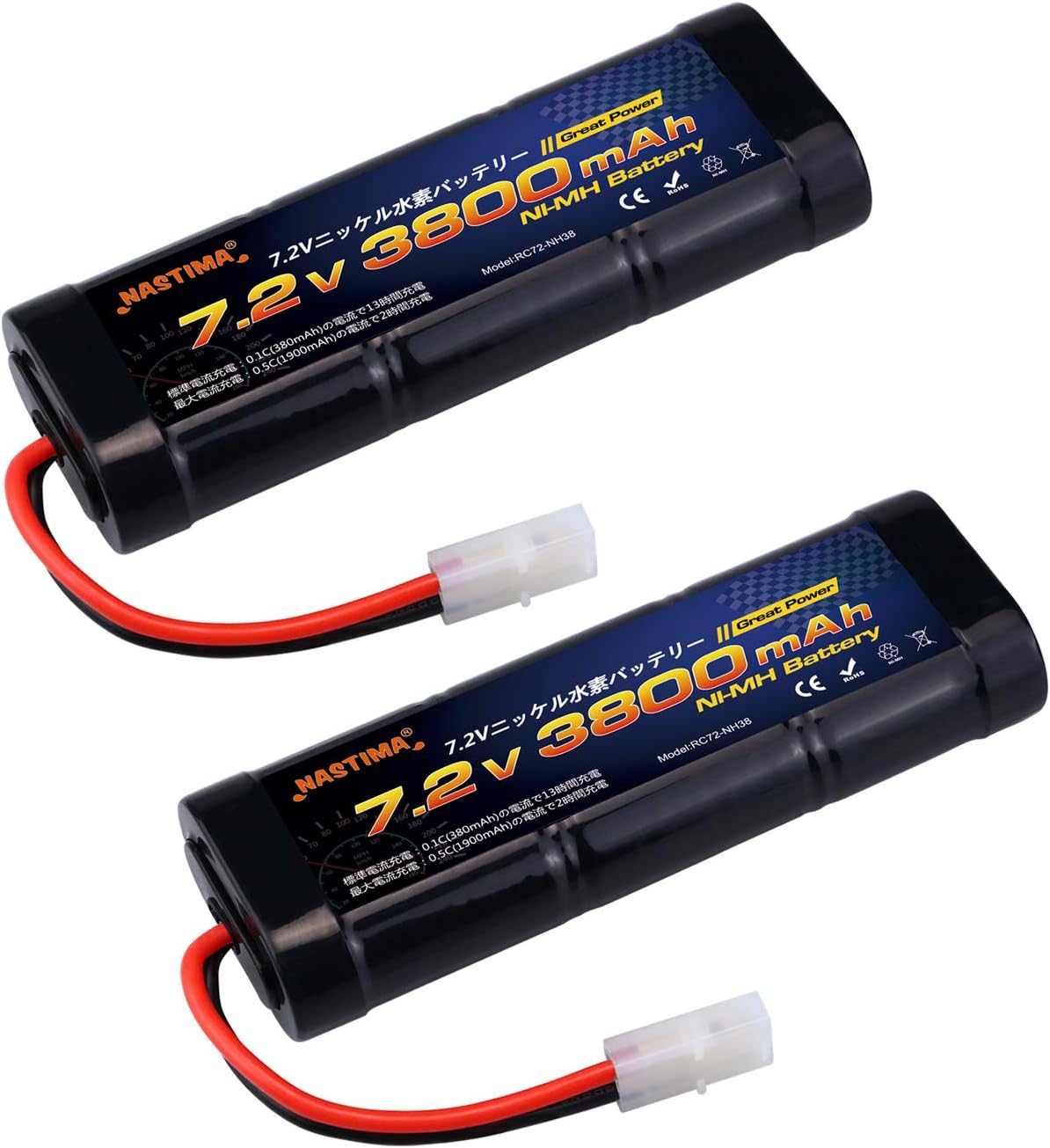 Amazon.co.jp Nastima ラジコンバッテリー 7.2V 3800mAh 2個セット タミヤラジコン対応ニッケル水素バッテリー