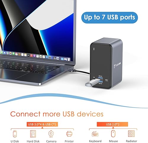 Miniatura 3 de Estación de acoplamiento USB C, doble monitor para MacBook Pro, Estación de acoplamiento para laptop de 15 pulgadas con 2 USB C, doble monitor HDMI