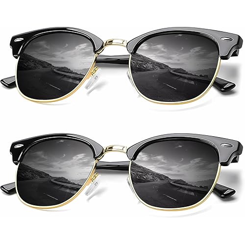 KALIYADI Sunglasses Men Polarized Sunglasses for Men Women Unisex Semi-Rimless Frame Retro Driving Sun Glasses UV Blocking