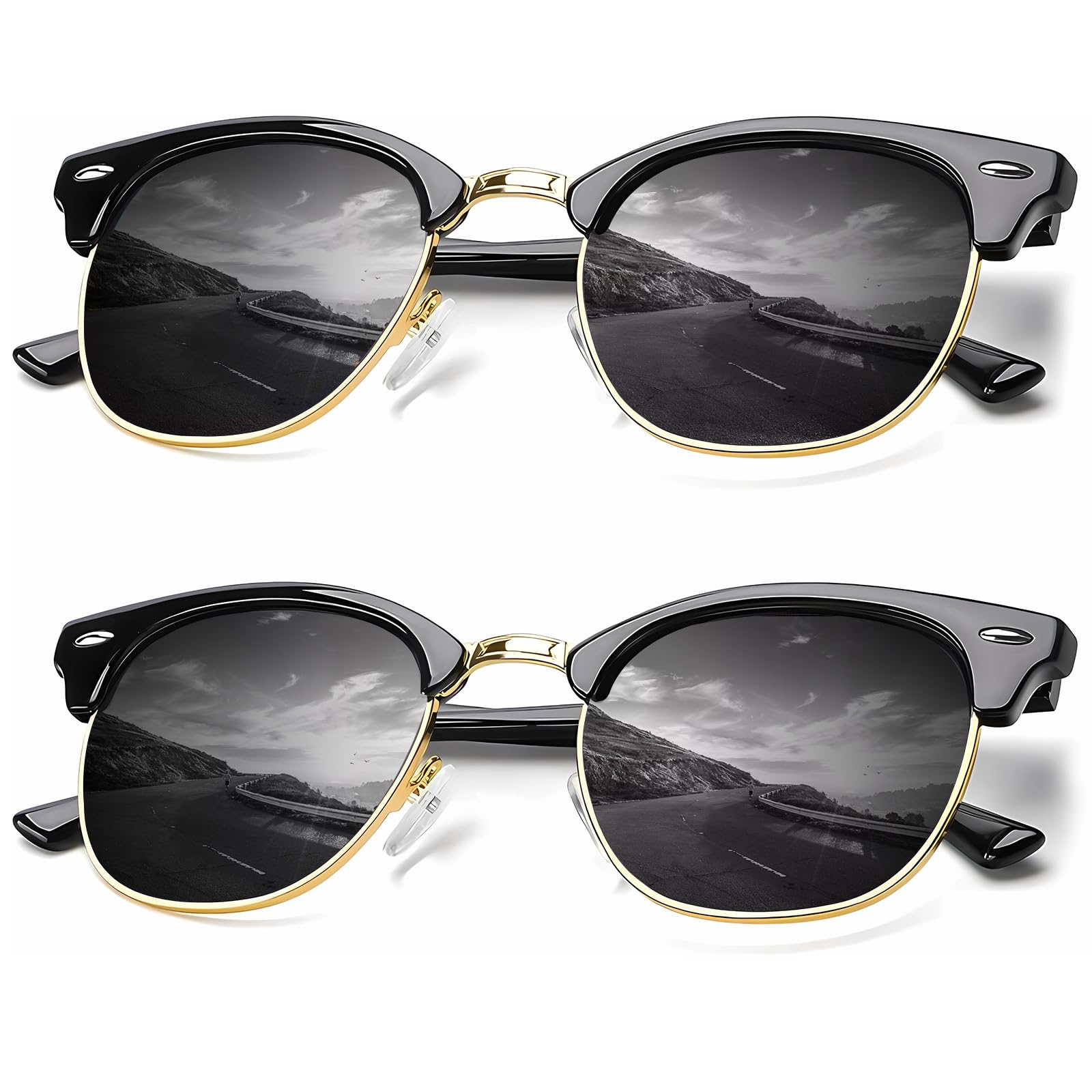 KALIYADI Sunglasses Men Polarized Sunglasses for Men Women Unisex Semi-Rimless Frame Retro Driving Sun Glasses UV Blocking