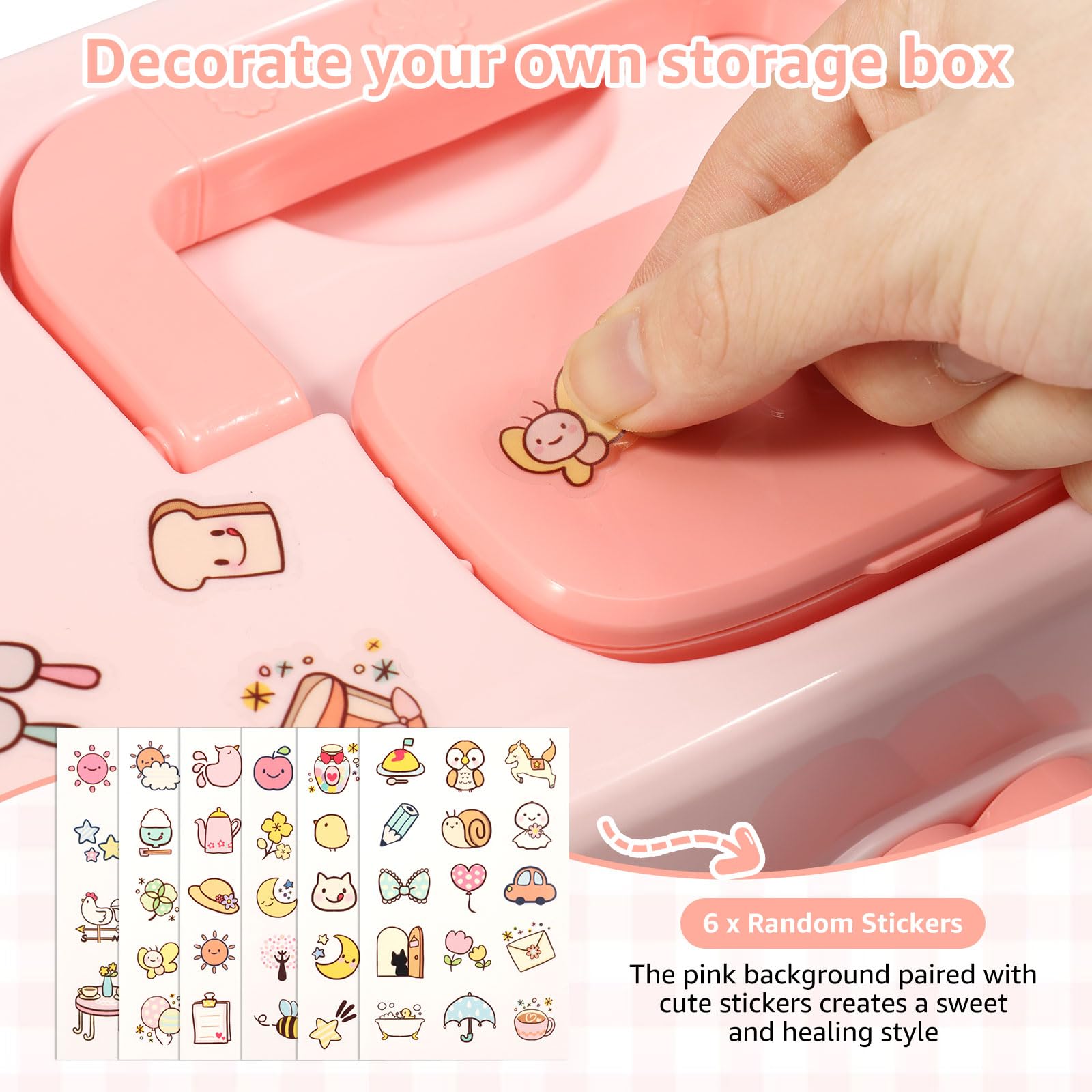 Haar-Accessoires-Organizer für Mädchen und Frauen, Rosa, 3-lagig, Mehrzweck-Aufbewahrungsbox mit abschließbarem und Griff, niedlicher Haar-Accessoire-Organizer, tragbare Bastelaufbewahrungsboxen zum