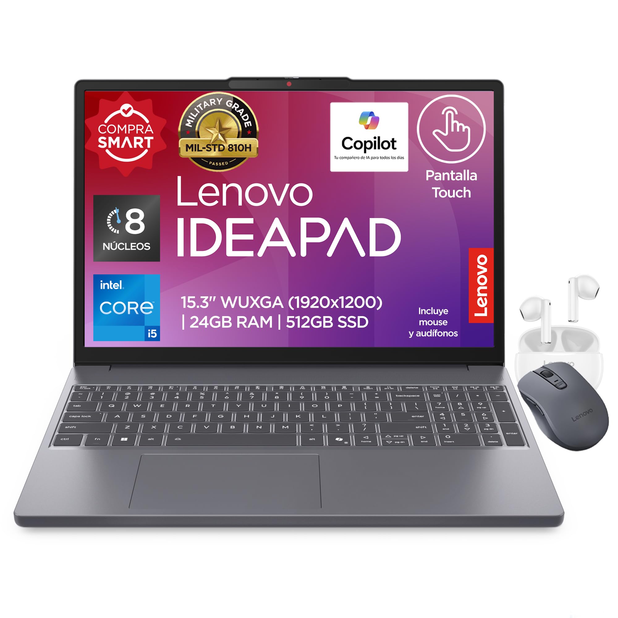 Ordenador portátil Lenovo + ratón y Auriculares | IdeaPad Slim 3