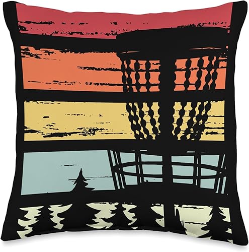 Miniatura 4 de Disc Retro Sunset Target Golfing - Almohada de 9 agujeros, 18 x 18 pulgadas, multicolor
