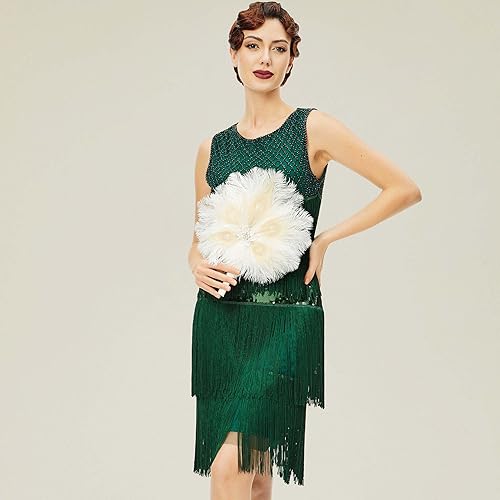 Miniatura 3 de BABEYOND Ramo de plumas de novia vintage de los años 20, abanico de plumas de avestruz, ramo de dama de honor de cristal de los años 20, ramo de