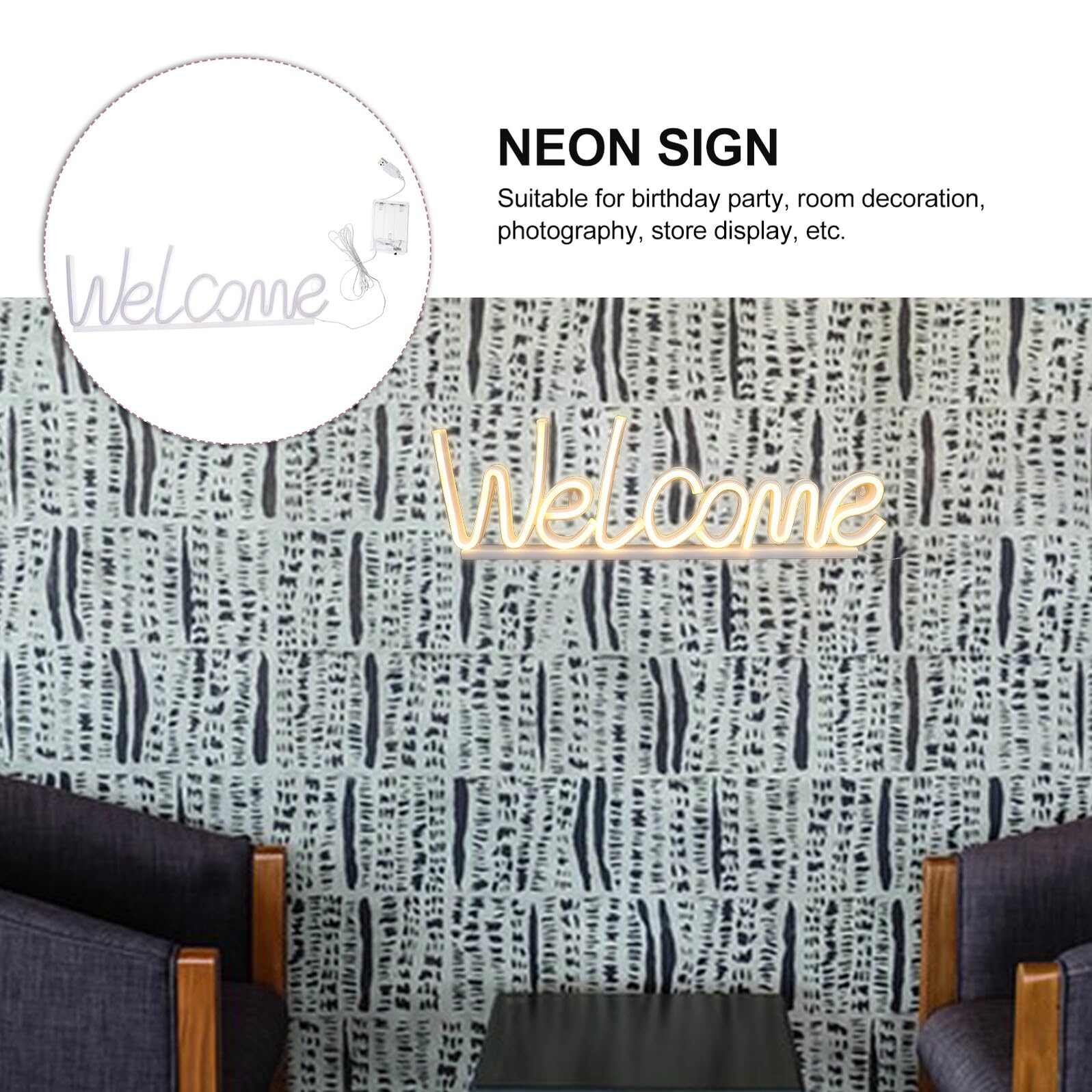 TOYANDONA LED Neon Schild „Welcome“ aus Acryl Dekorative LED Lampe für Party Bar und Wohnraumbeleuchtung Stimmungsvolle Wanddeko